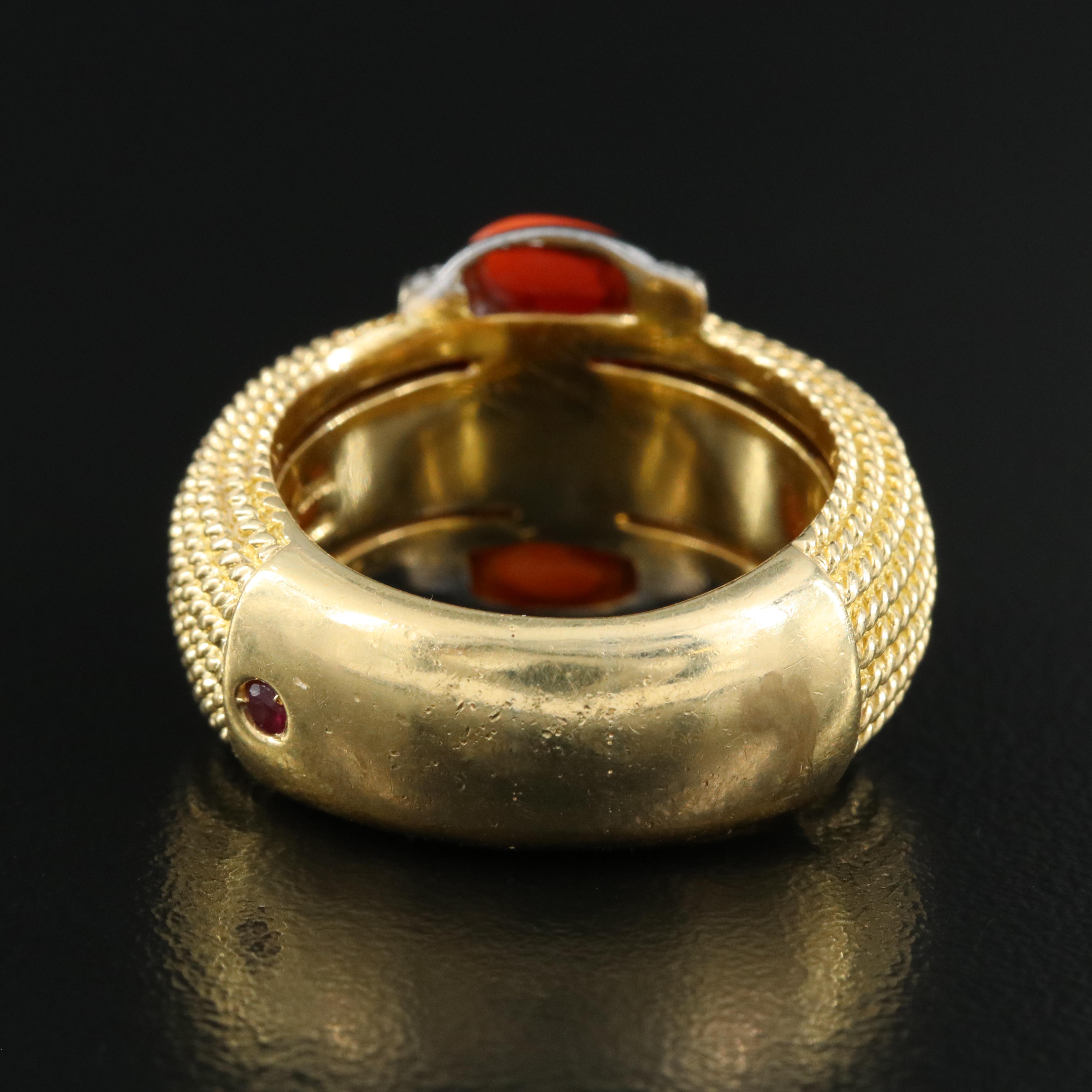 Roberto Coin 18K Coral and Diamond Ring