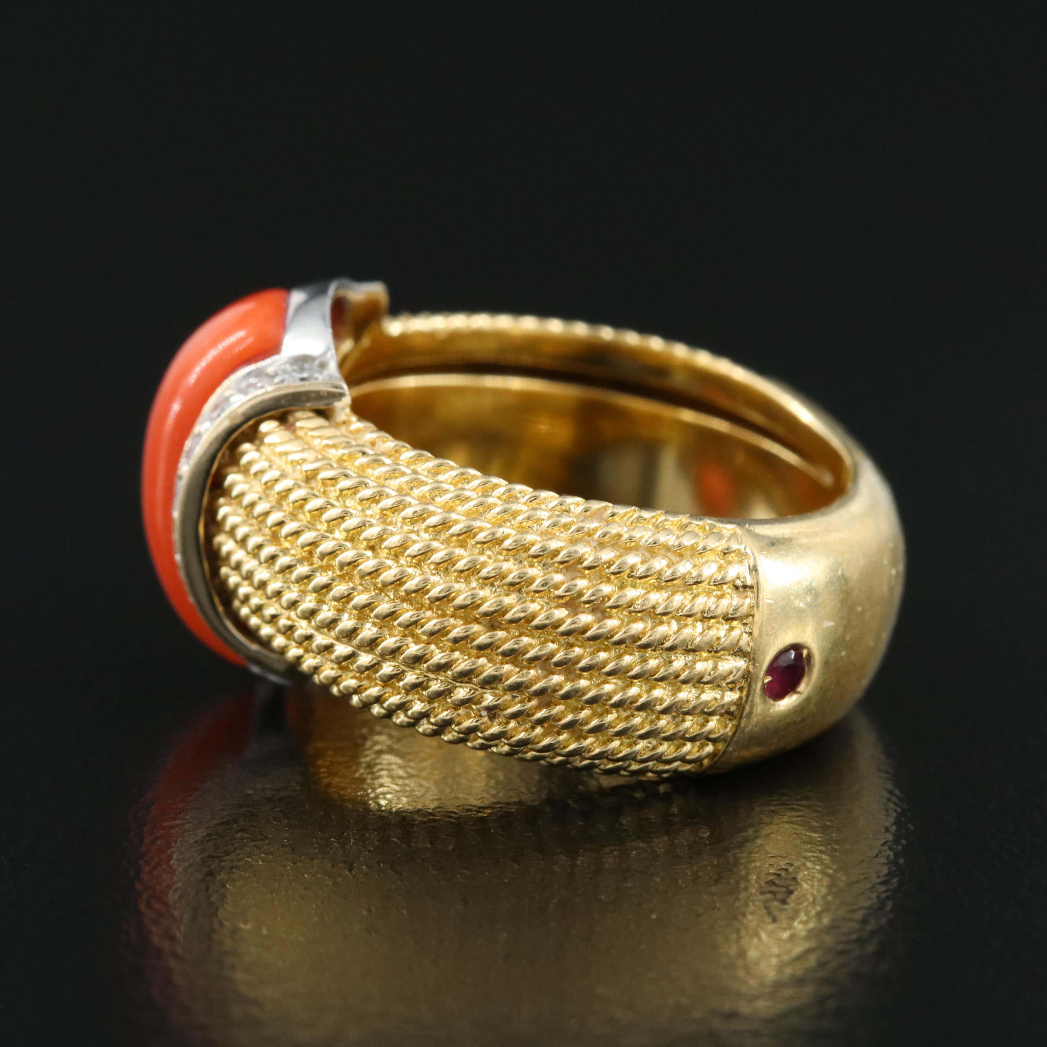 Roberto Coin 18K Coral and Diamond Ring