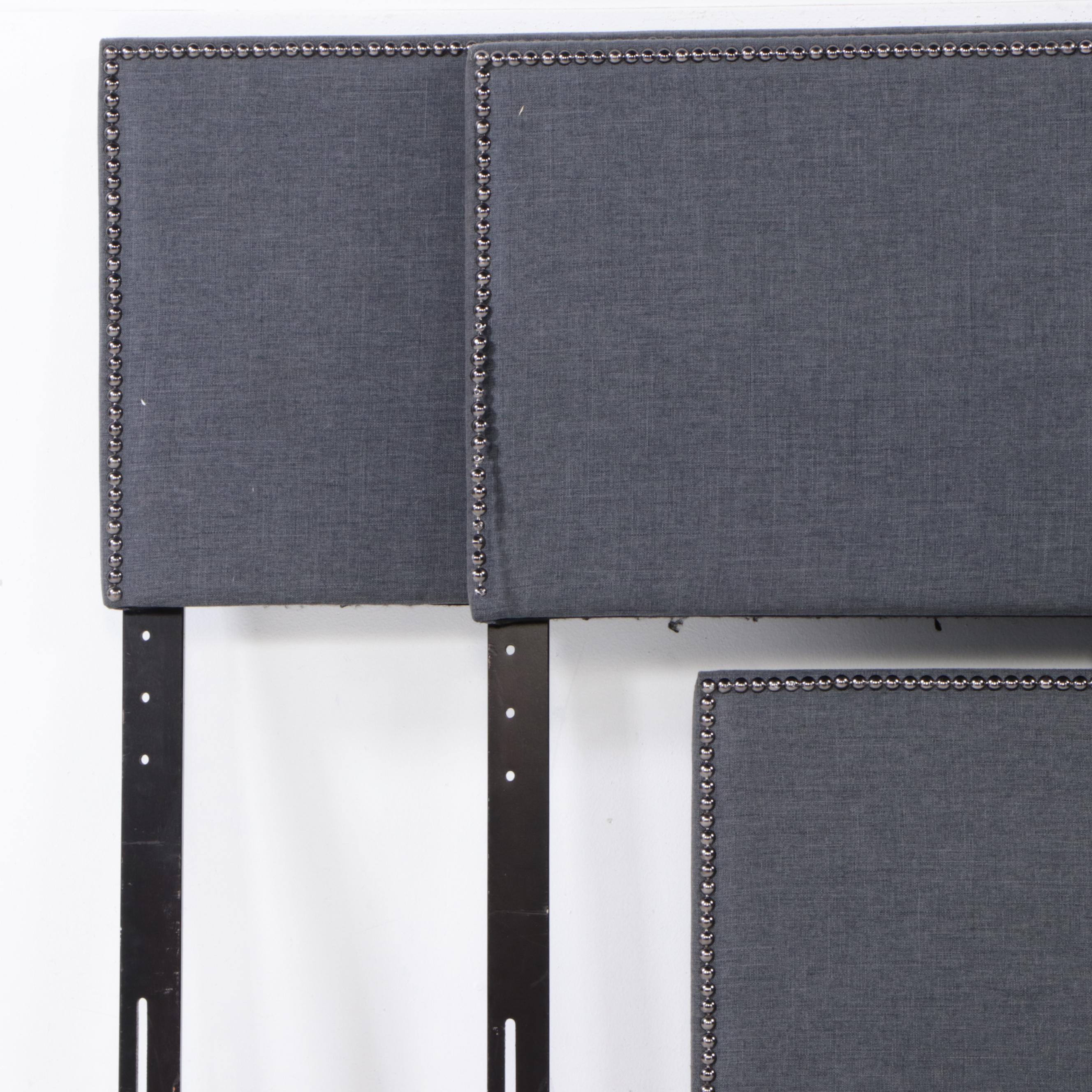 Three Contemporary Upholstered Queen Size Headboards with Nailhead Trim