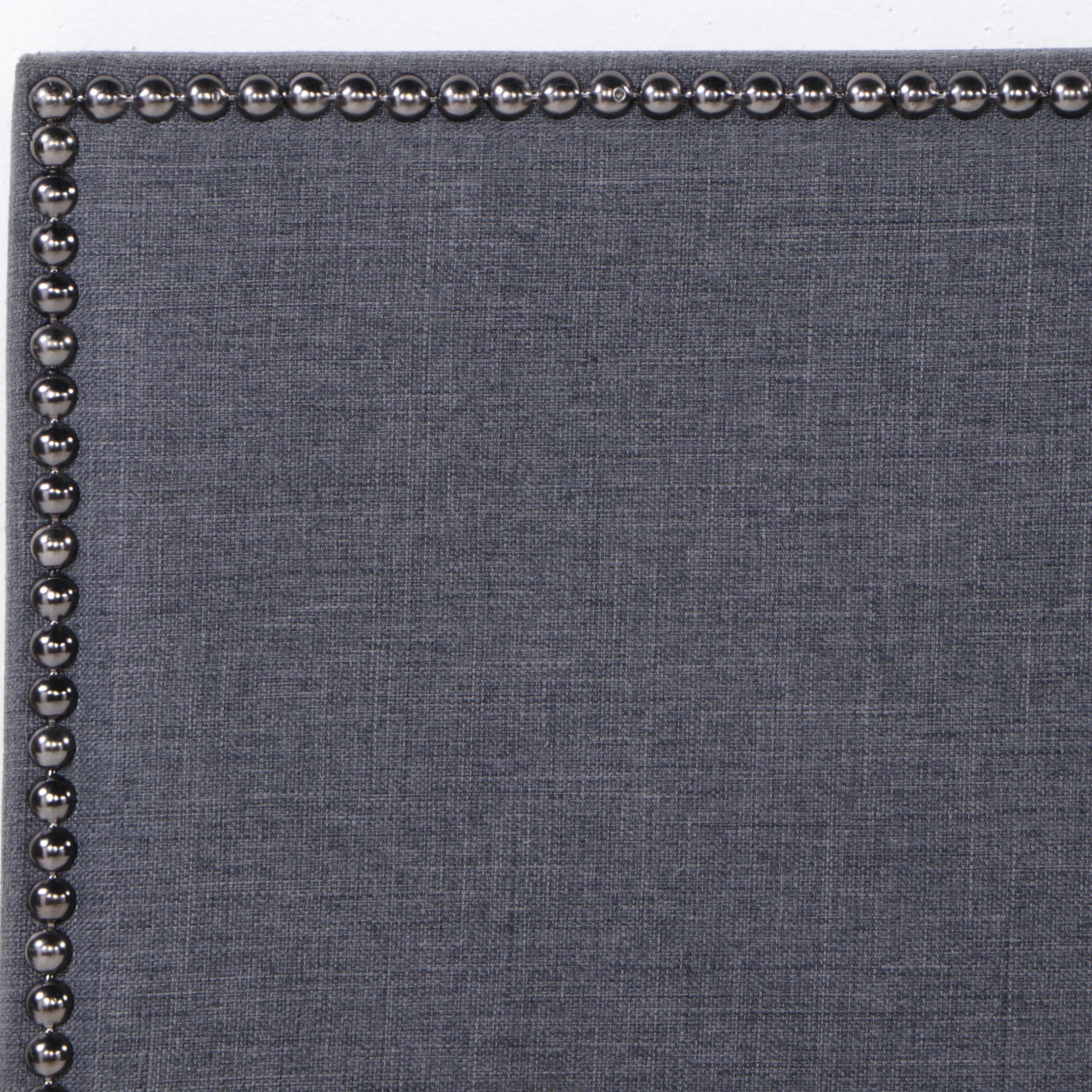 Three Contemporary Upholstered Queen Size Headboards with Nailhead Trim