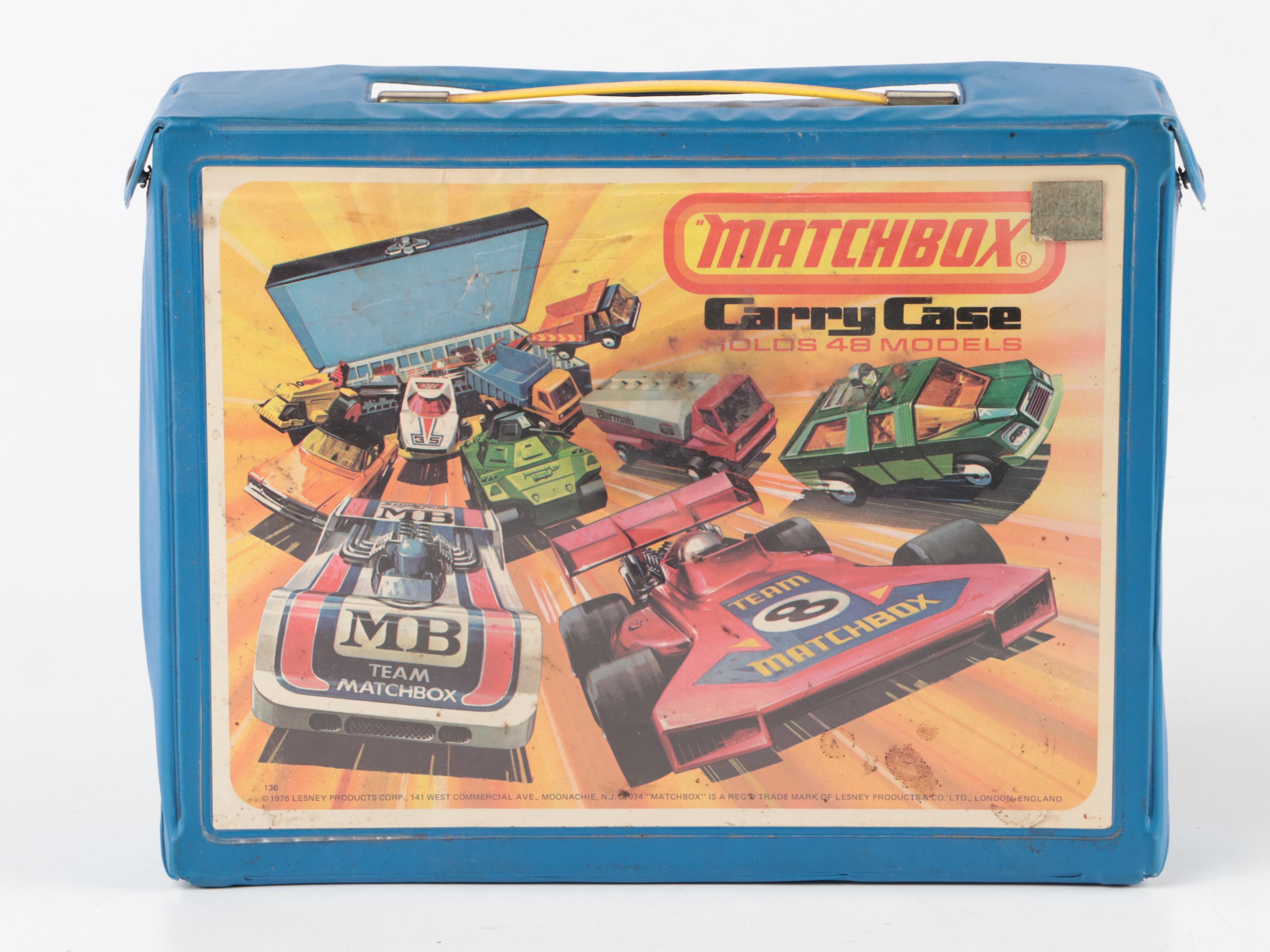 Matchbox Cars and Carrying Case, 1970s