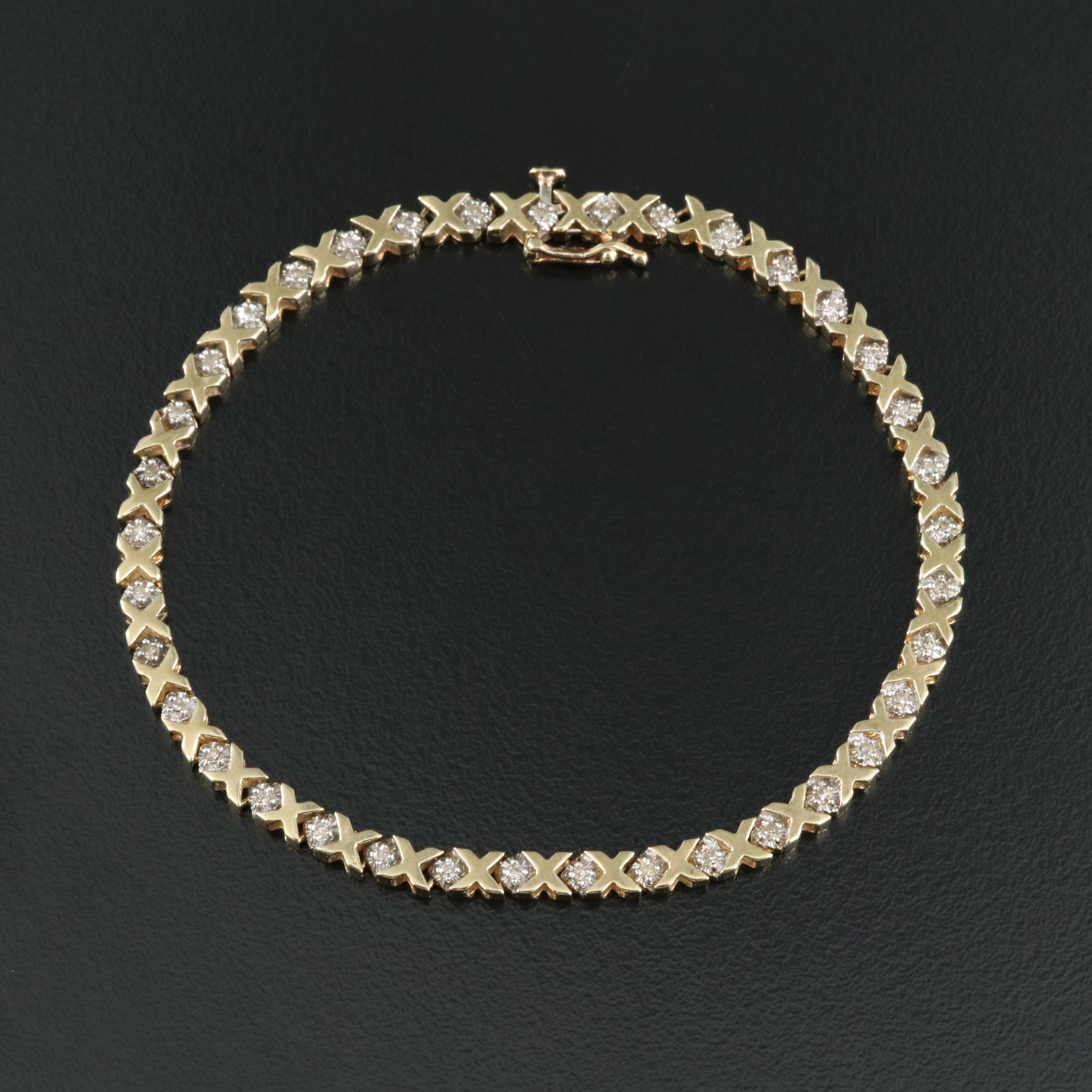 10K Diamond "X" Tennis Bracelet