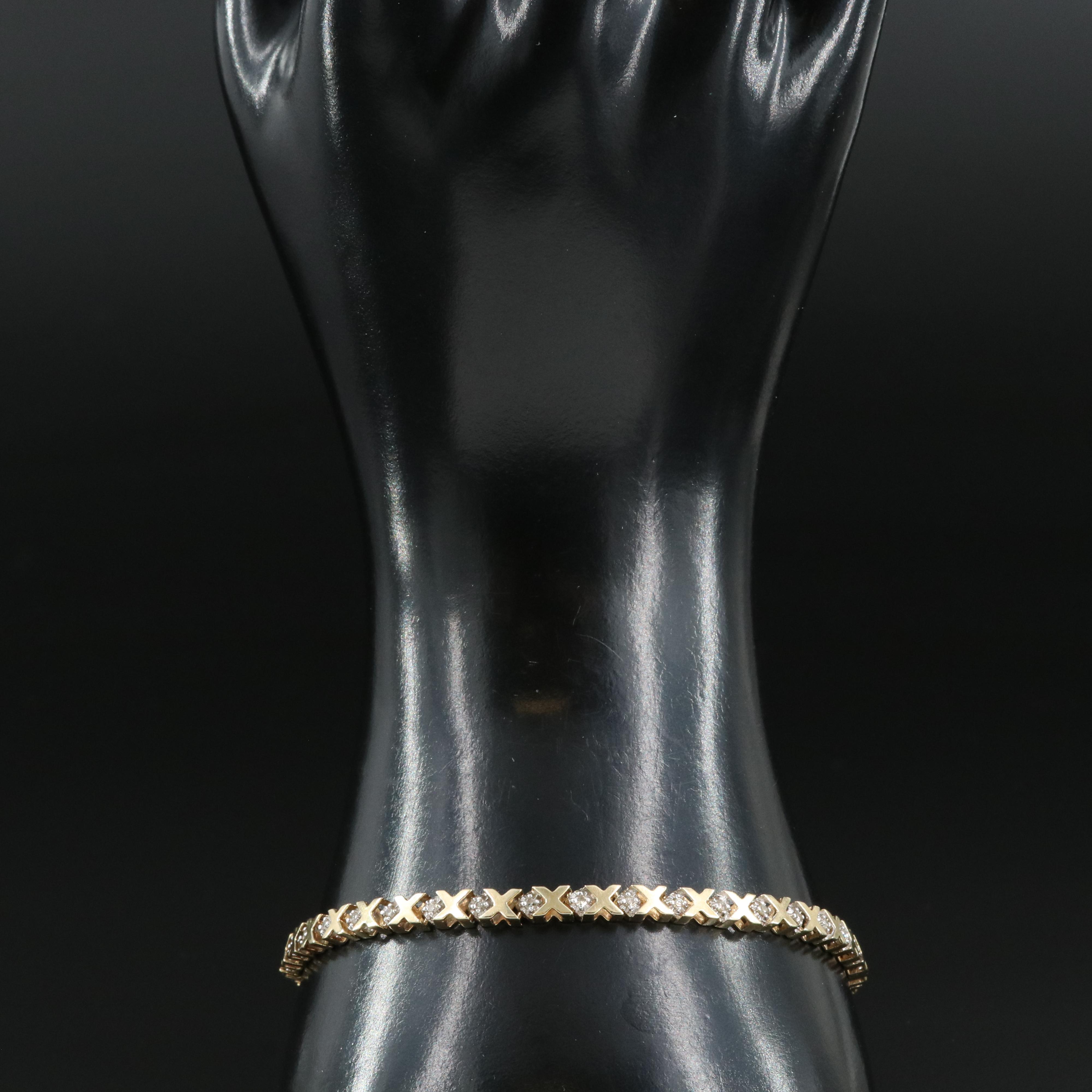 10K Diamond "X" Tennis Bracelet