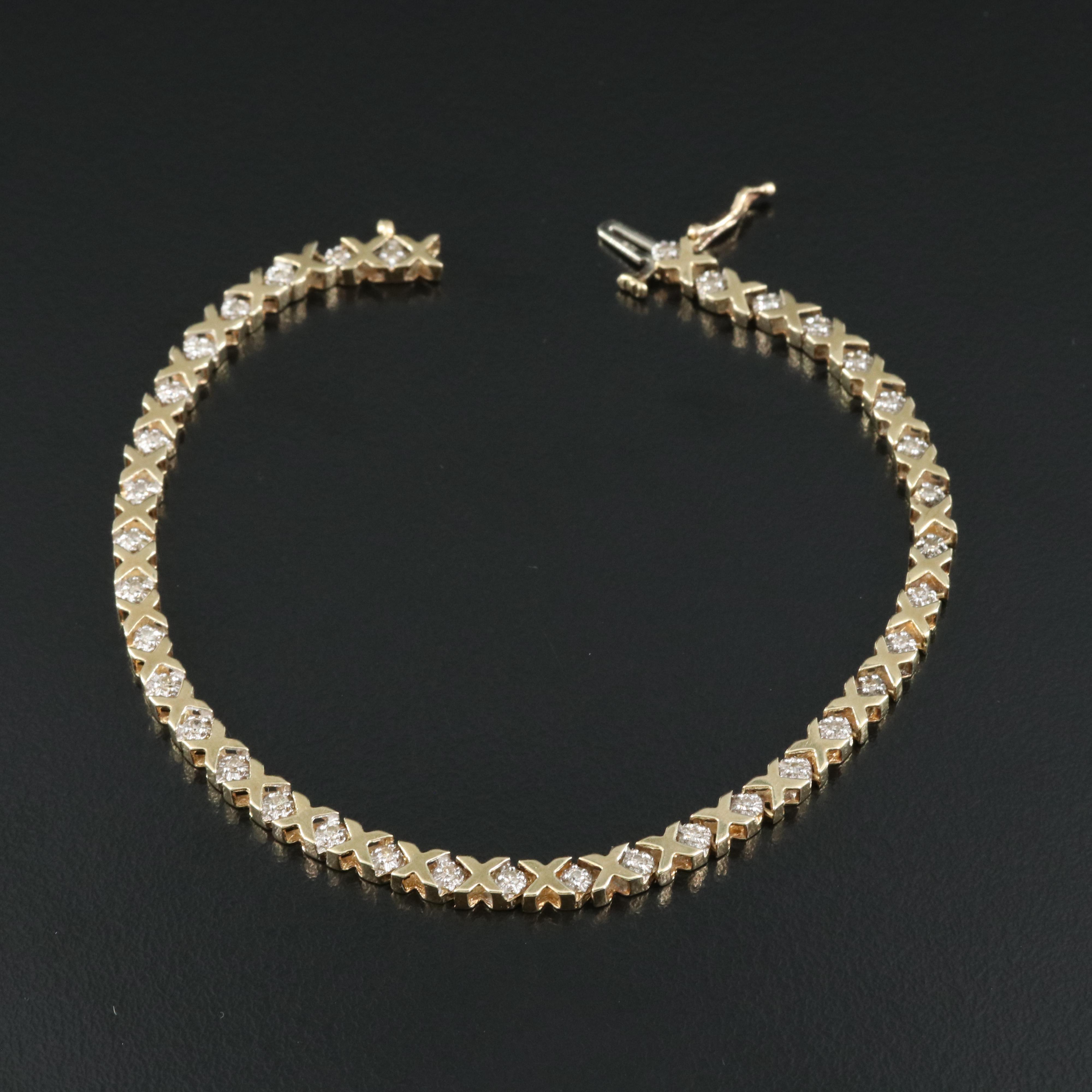 10K Diamond "X" Tennis Bracelet