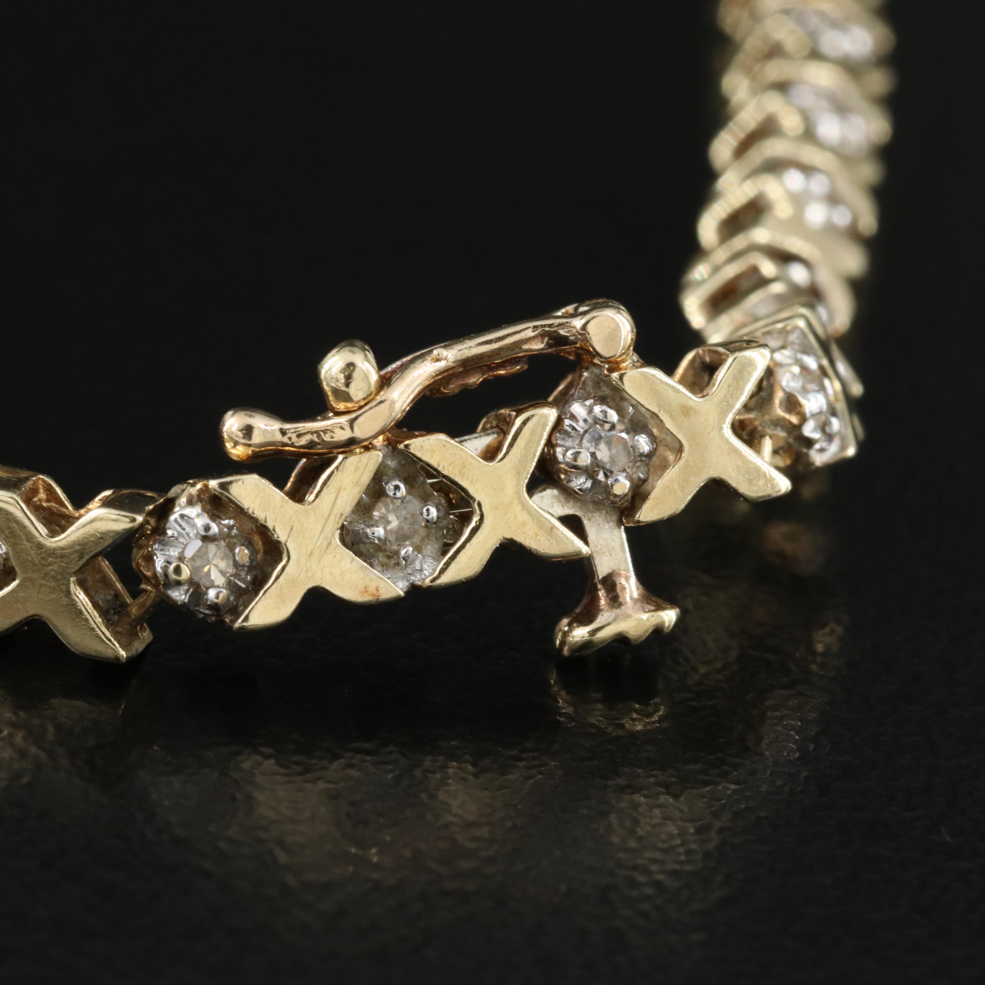 10K Diamond "X" Tennis Bracelet