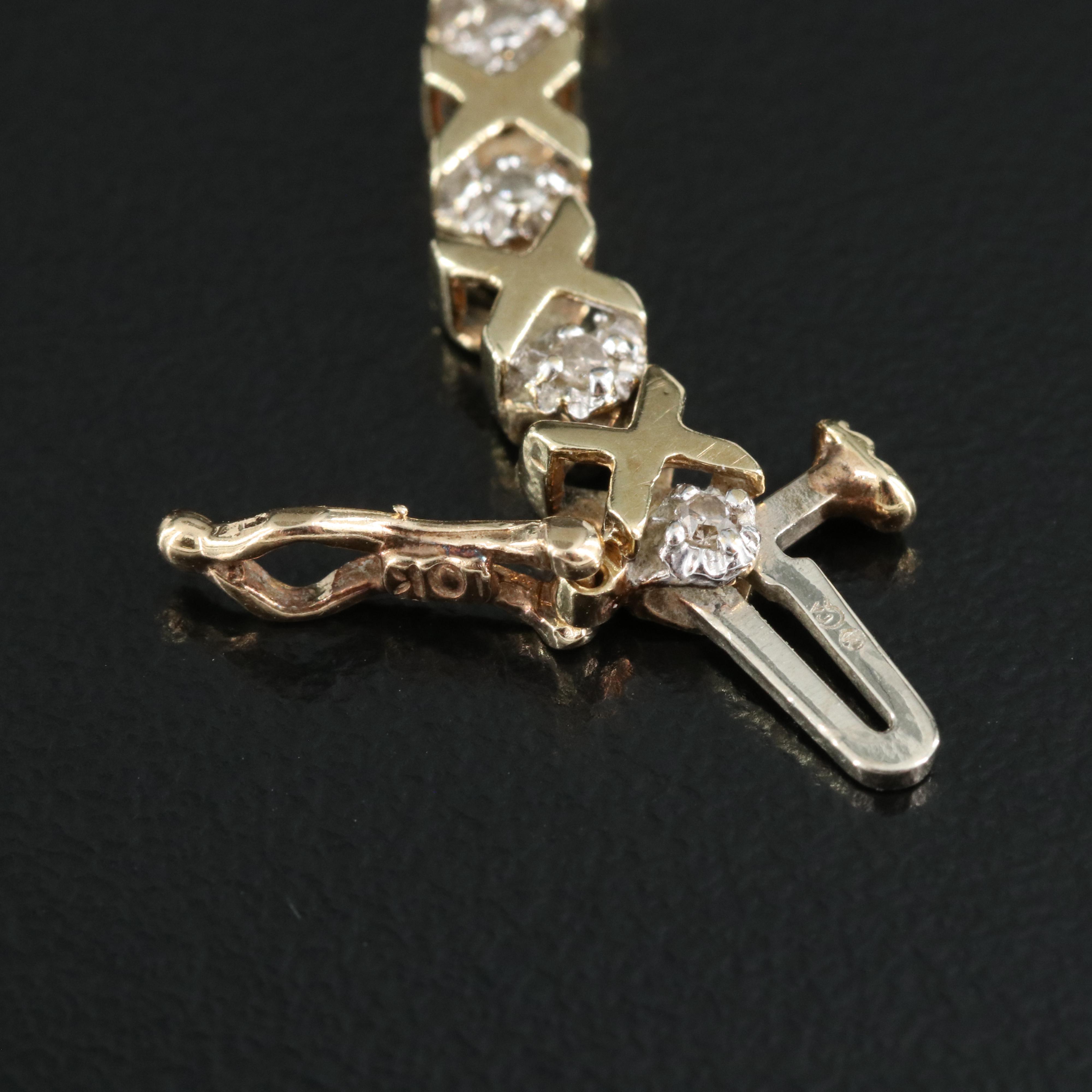 10K Diamond "X" Tennis Bracelet