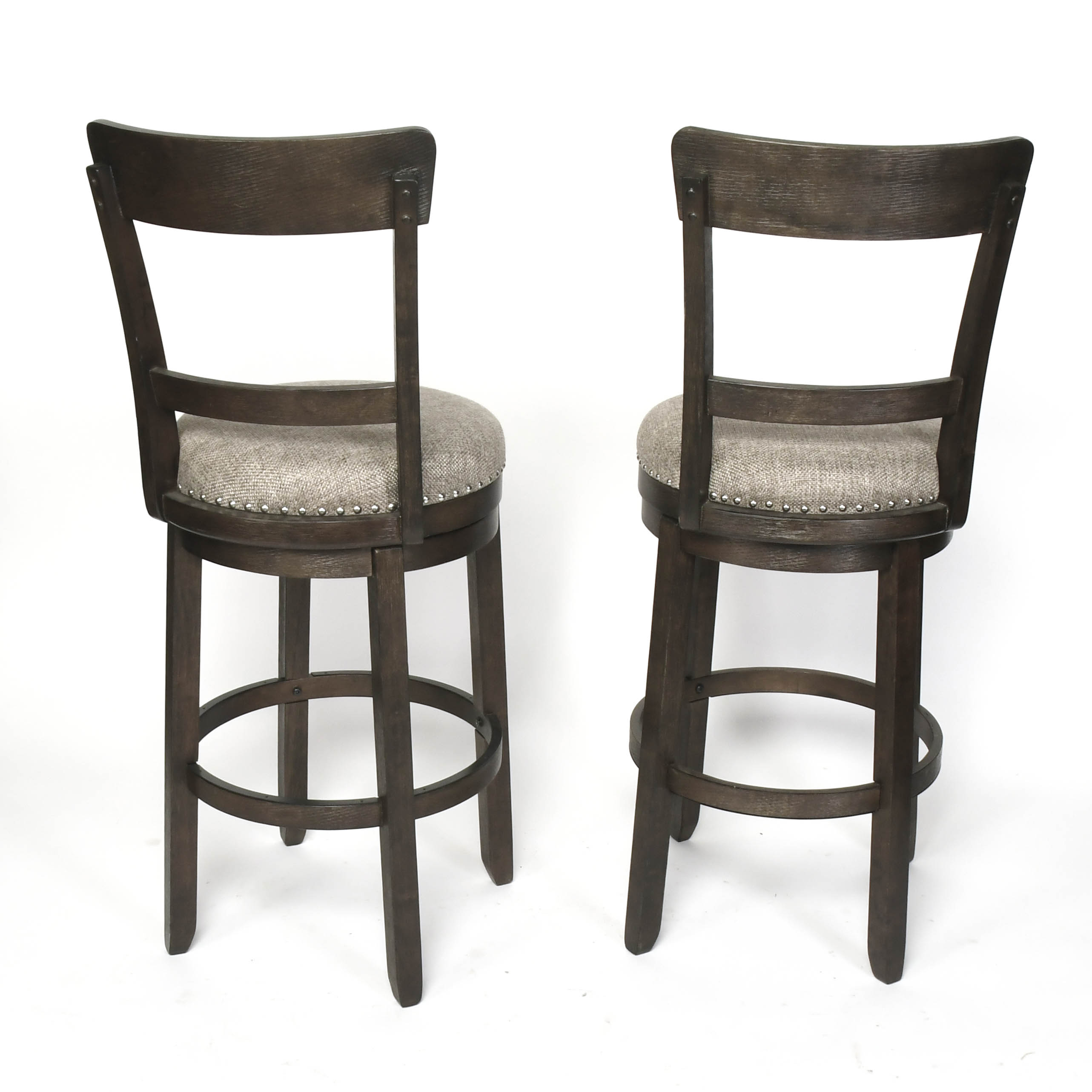 Pair of Wood Swivel Barstools Plus Metal Spindle-Back Barstool