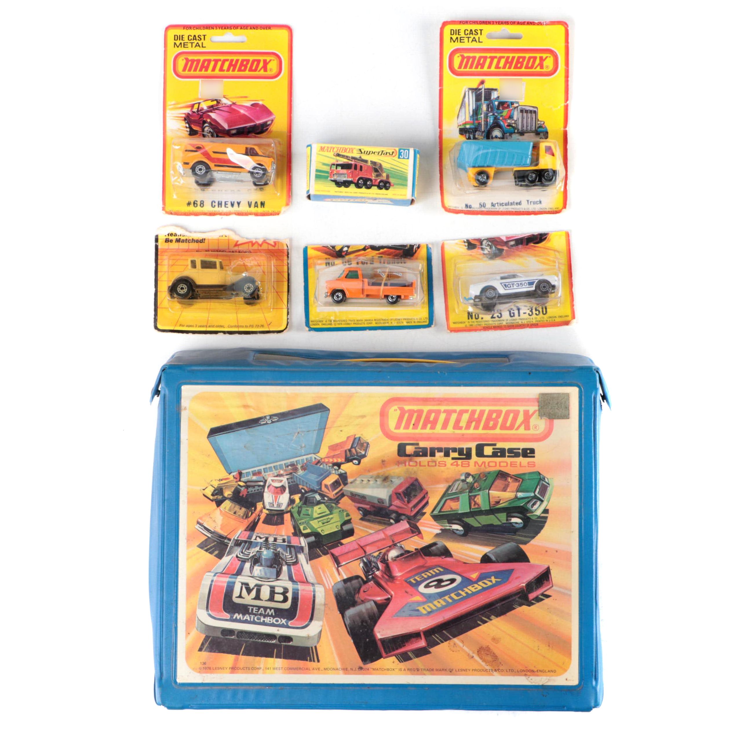 Matchbox Cars and Carrying Case, 1970s