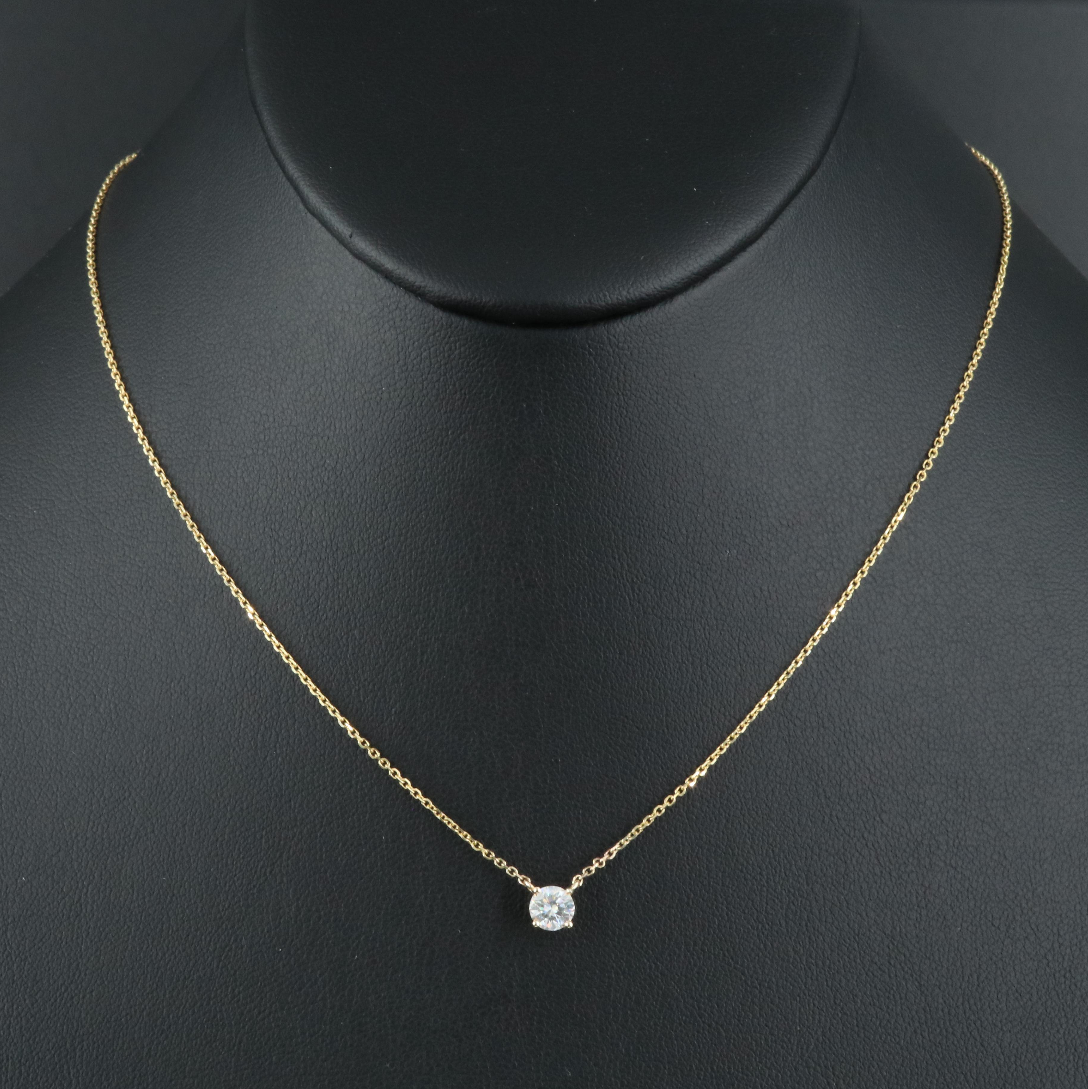 14K 0.53 CT Diamond Solitaire Necklace with Online Digital GIA Report