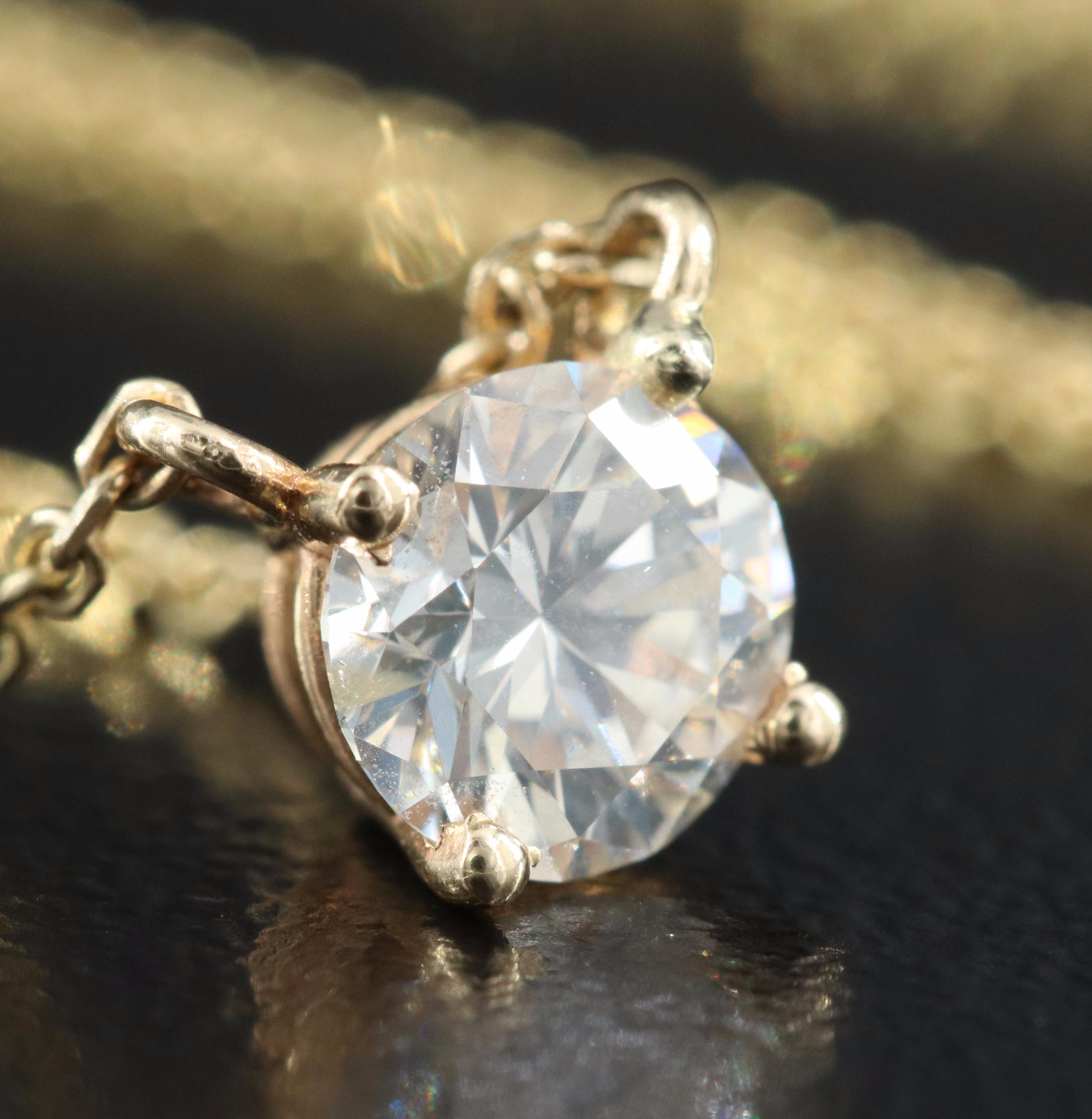 14K 0.53 CT Diamond Solitaire Necklace with Online Digital GIA Report