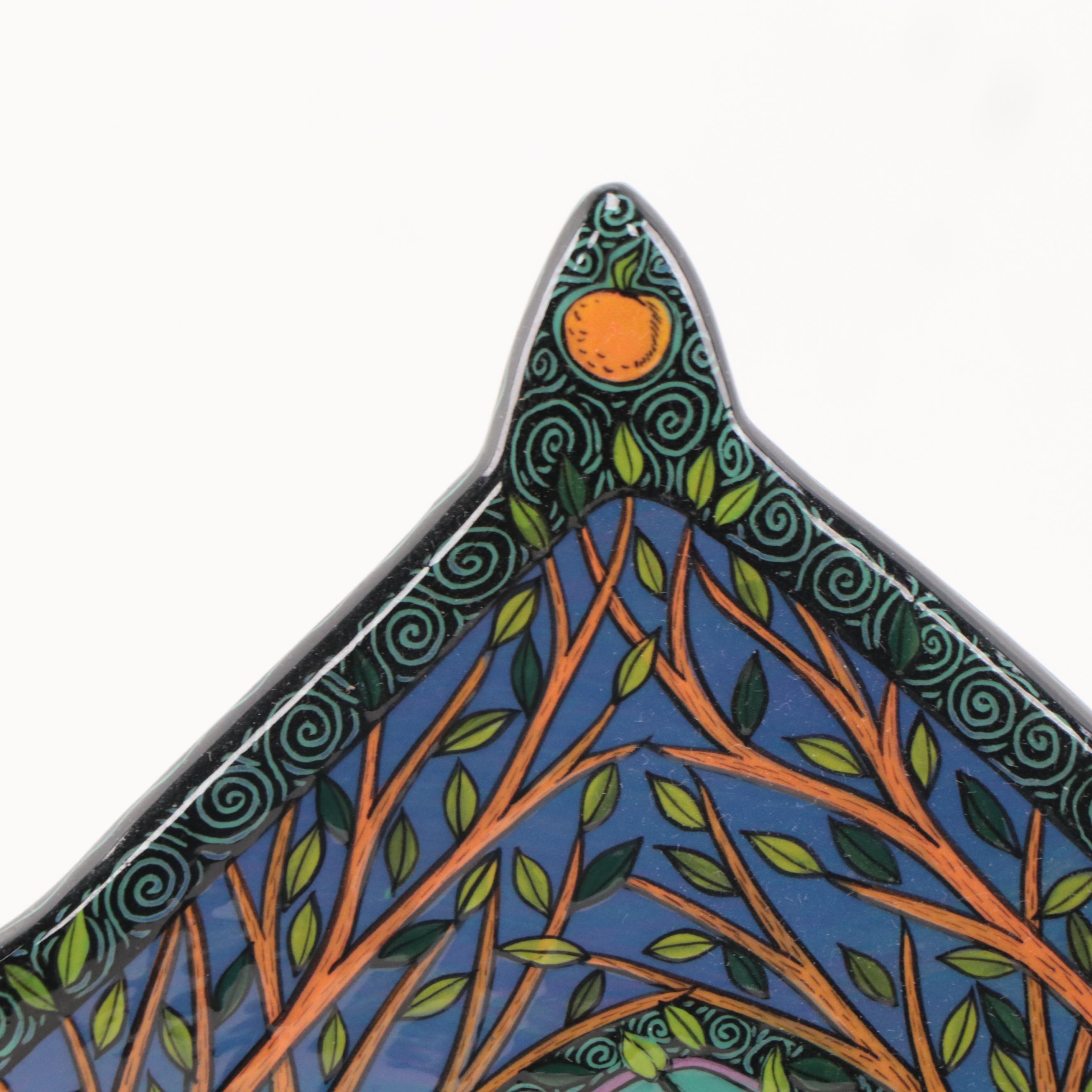 Terri Kern Hand-Painted Ceramic Shrine With Bird Motif, 2007