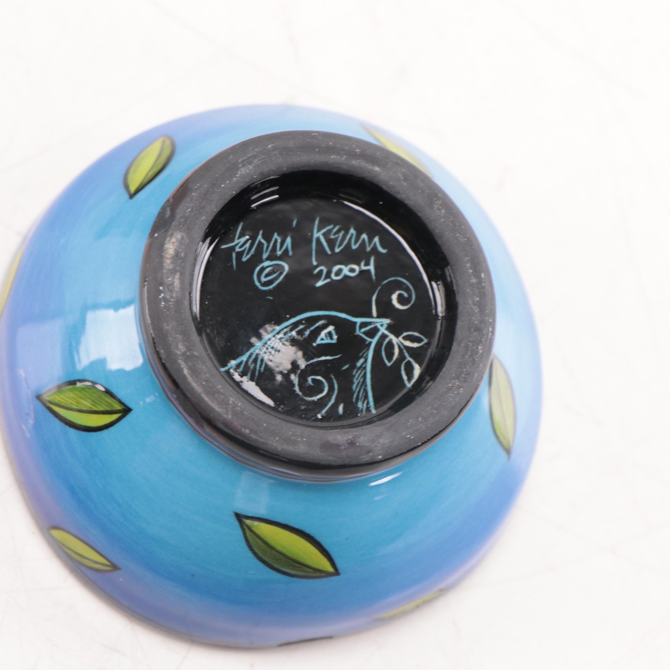 Terri Kern Hand-Painted Ceramic Shrine With Bird Motif, 2007