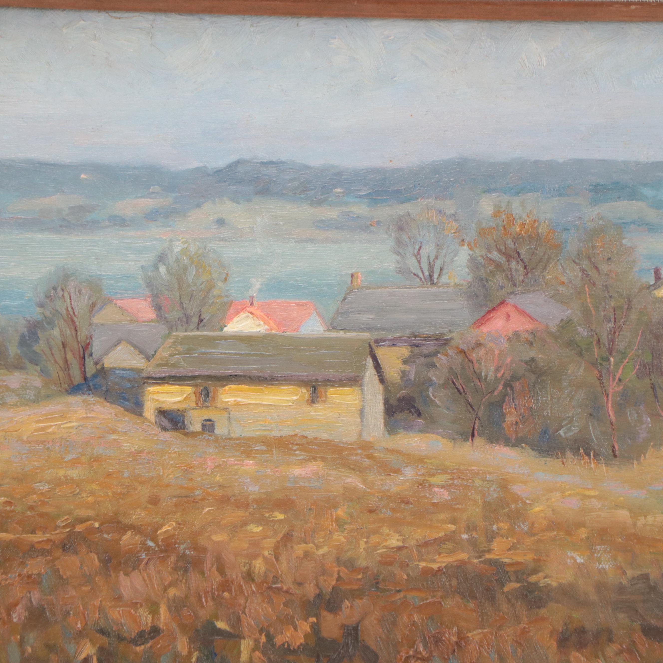 Louise Kamp Countryside Landscape Oil Painting, Circa 1930