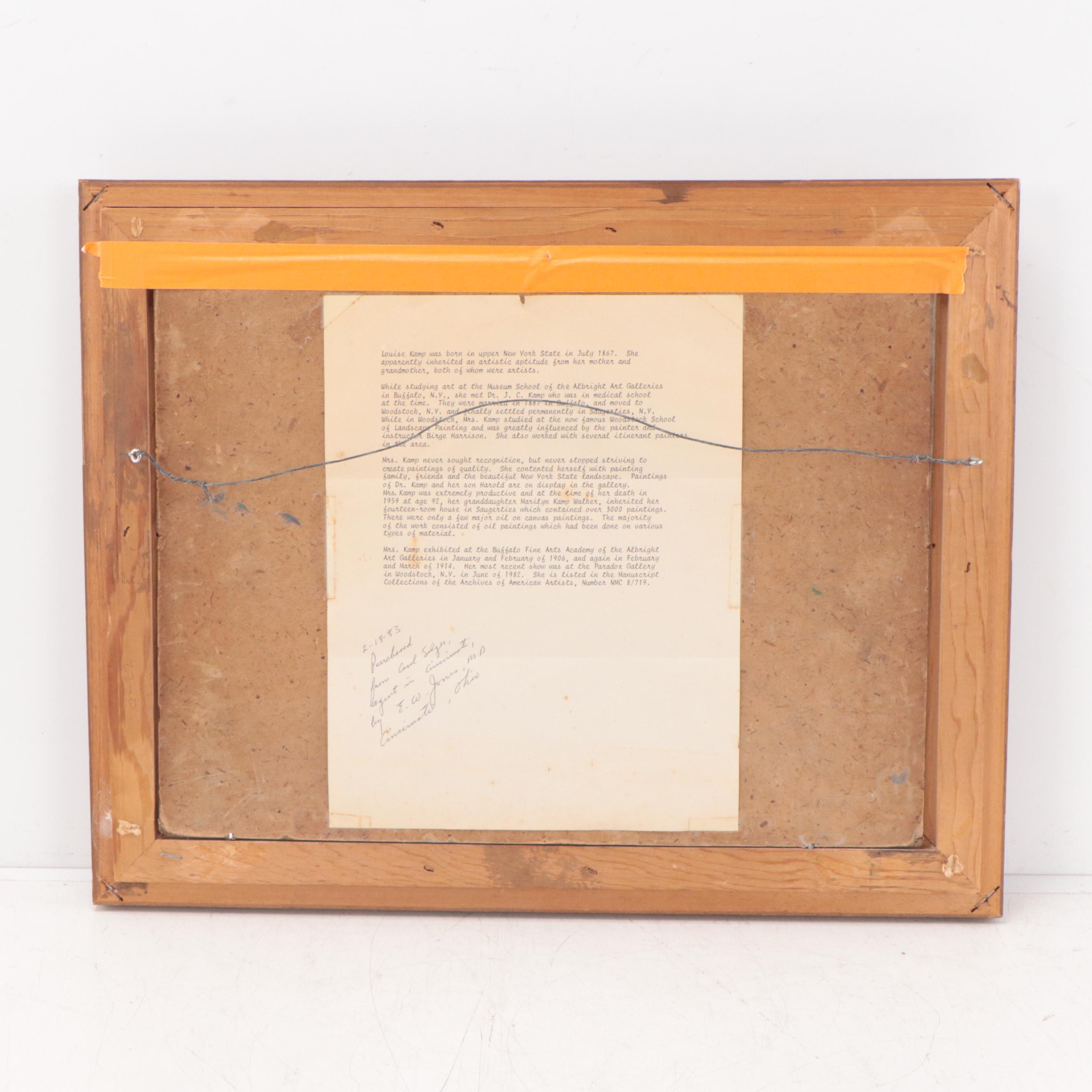 Louise Kamp Countryside Landscape Oil Painting, Circa 1930