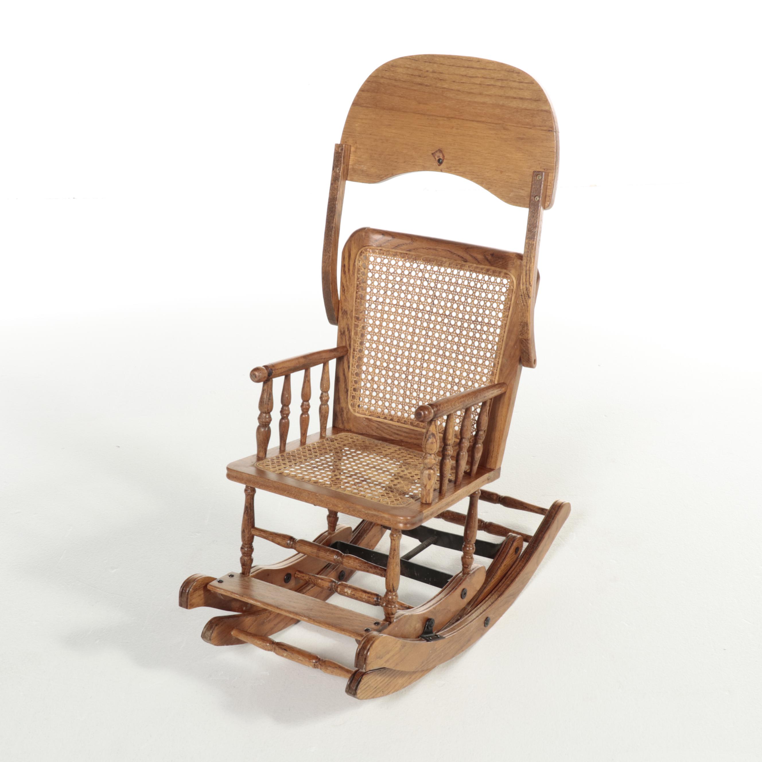 Late Victorian Oak and Caned Convertible High Chair, 1910-1930