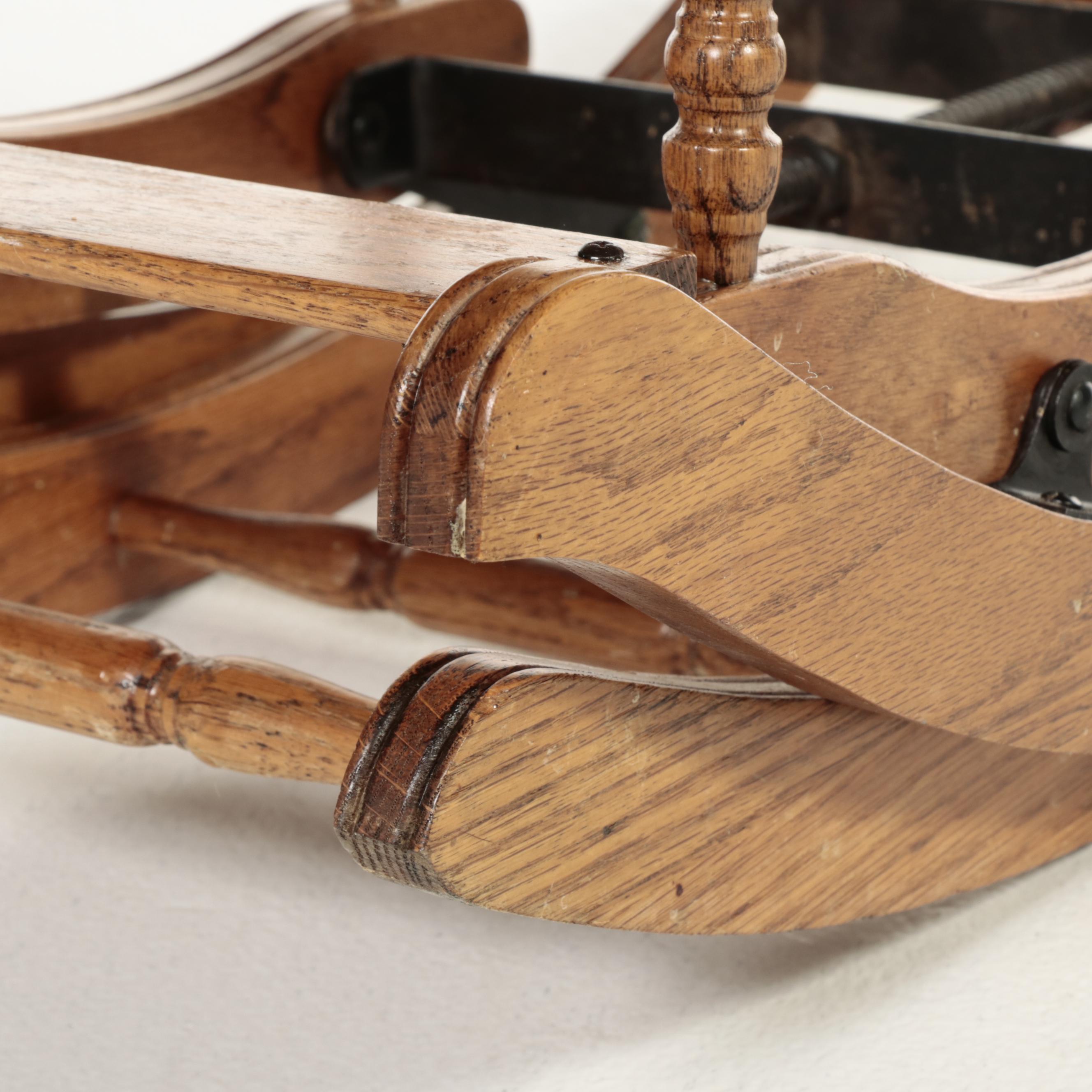 Late Victorian Oak and Caned Convertible High Chair, 1910-1930