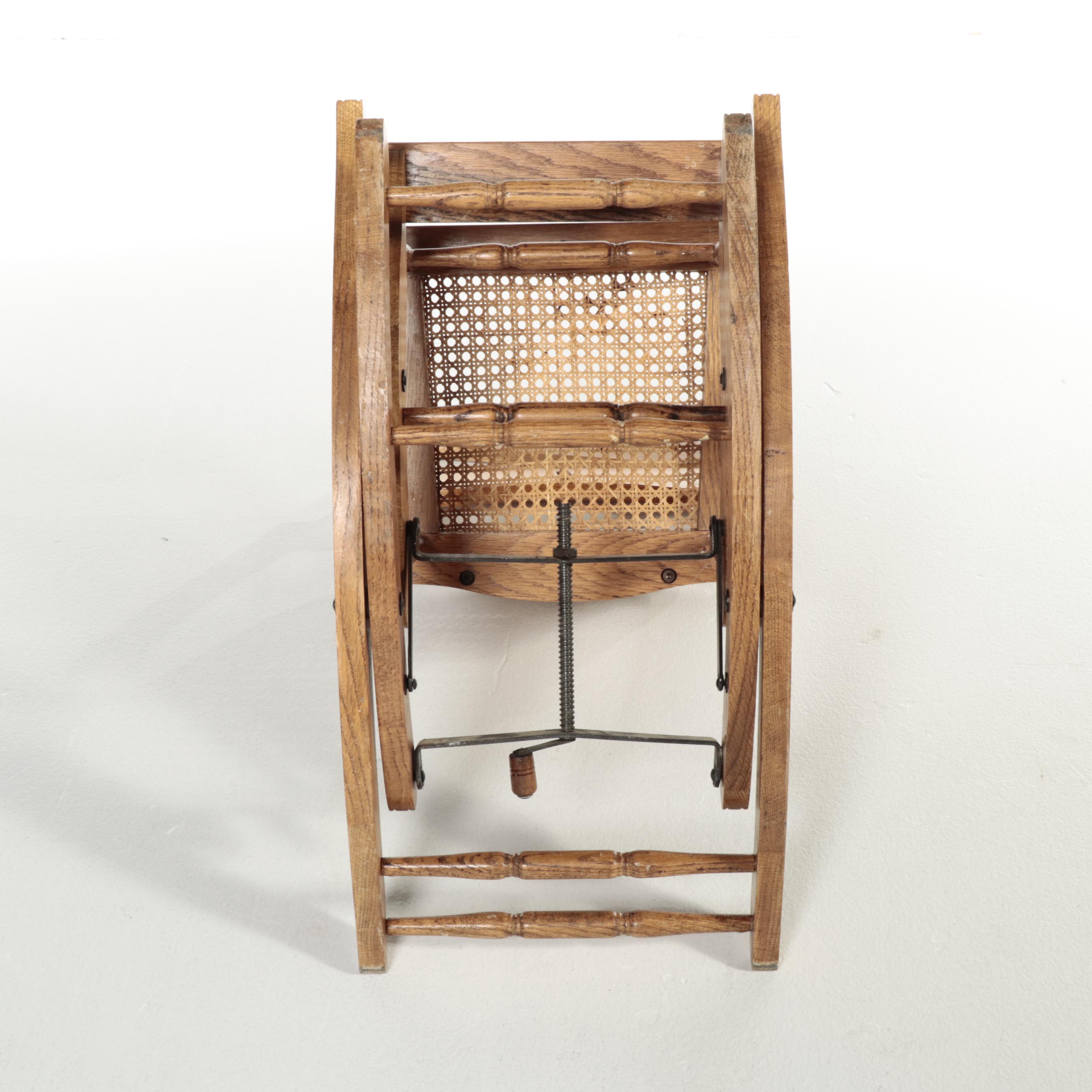 Late Victorian Oak and Caned Convertible High Chair, 1910-1930