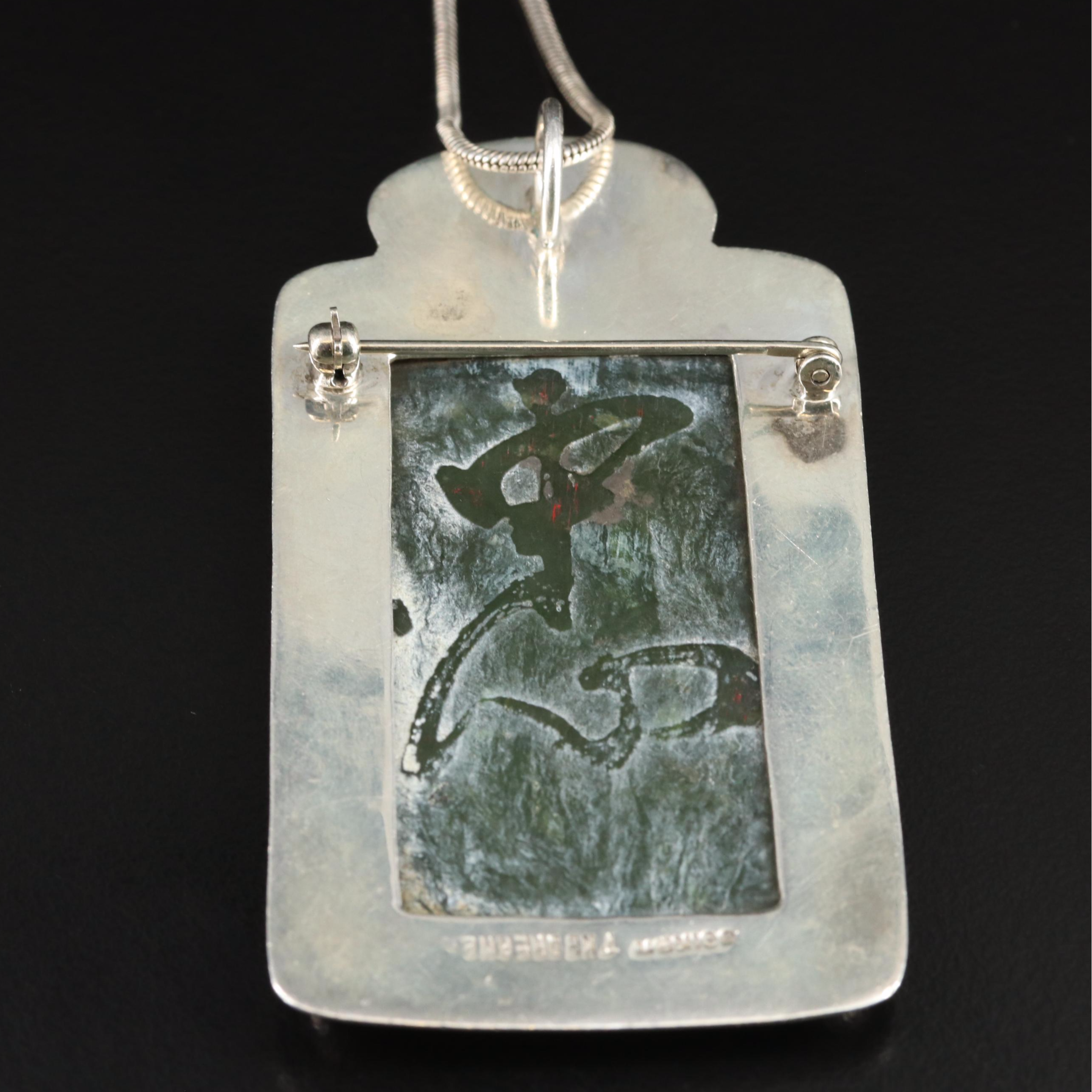 Echo the Dreamer Sterling Serpentine and Boulder Opal Converter Pendant Necklace