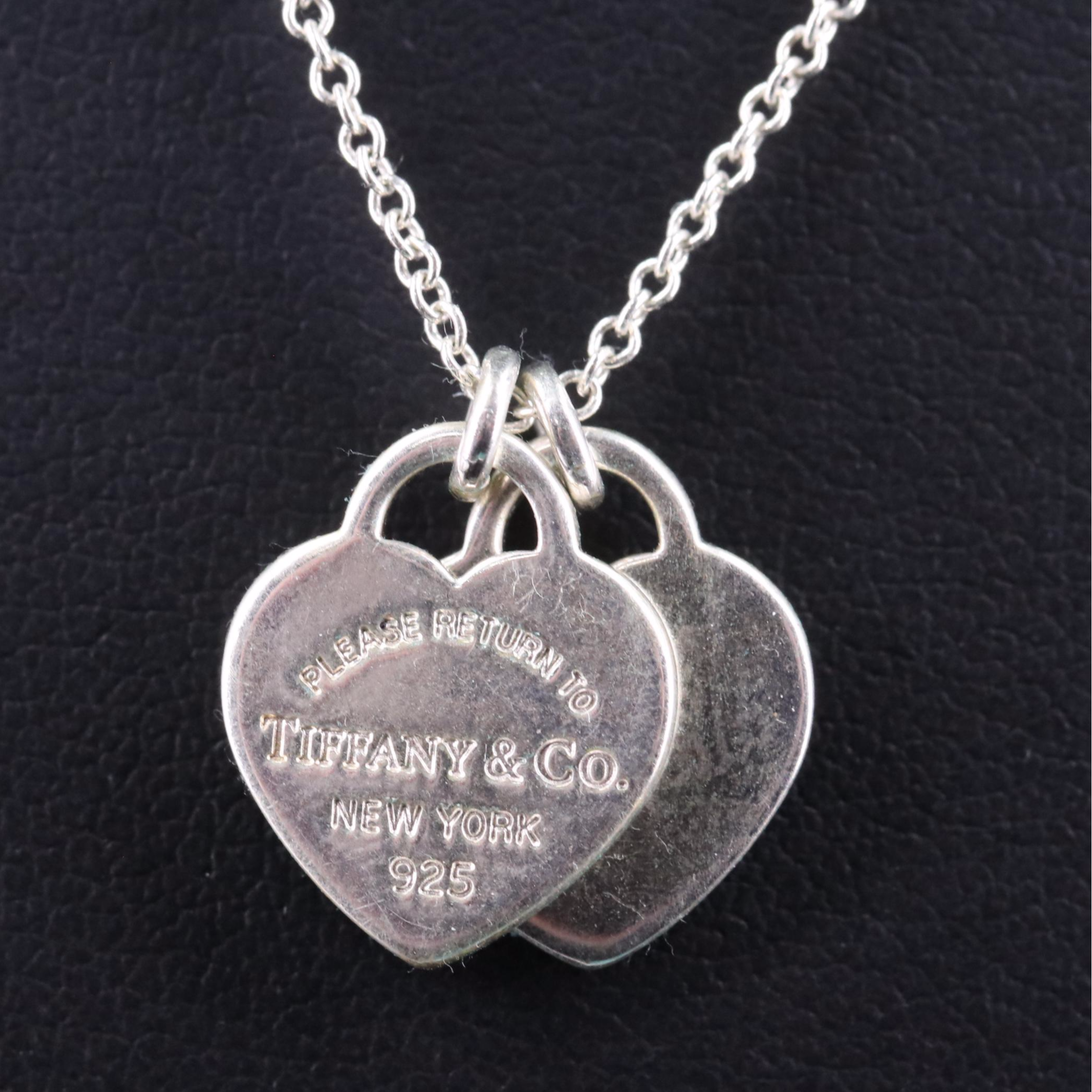 Tiffany & Co. Sterling "Return to Tiffany" Double Heart Tag Pendant Necklace