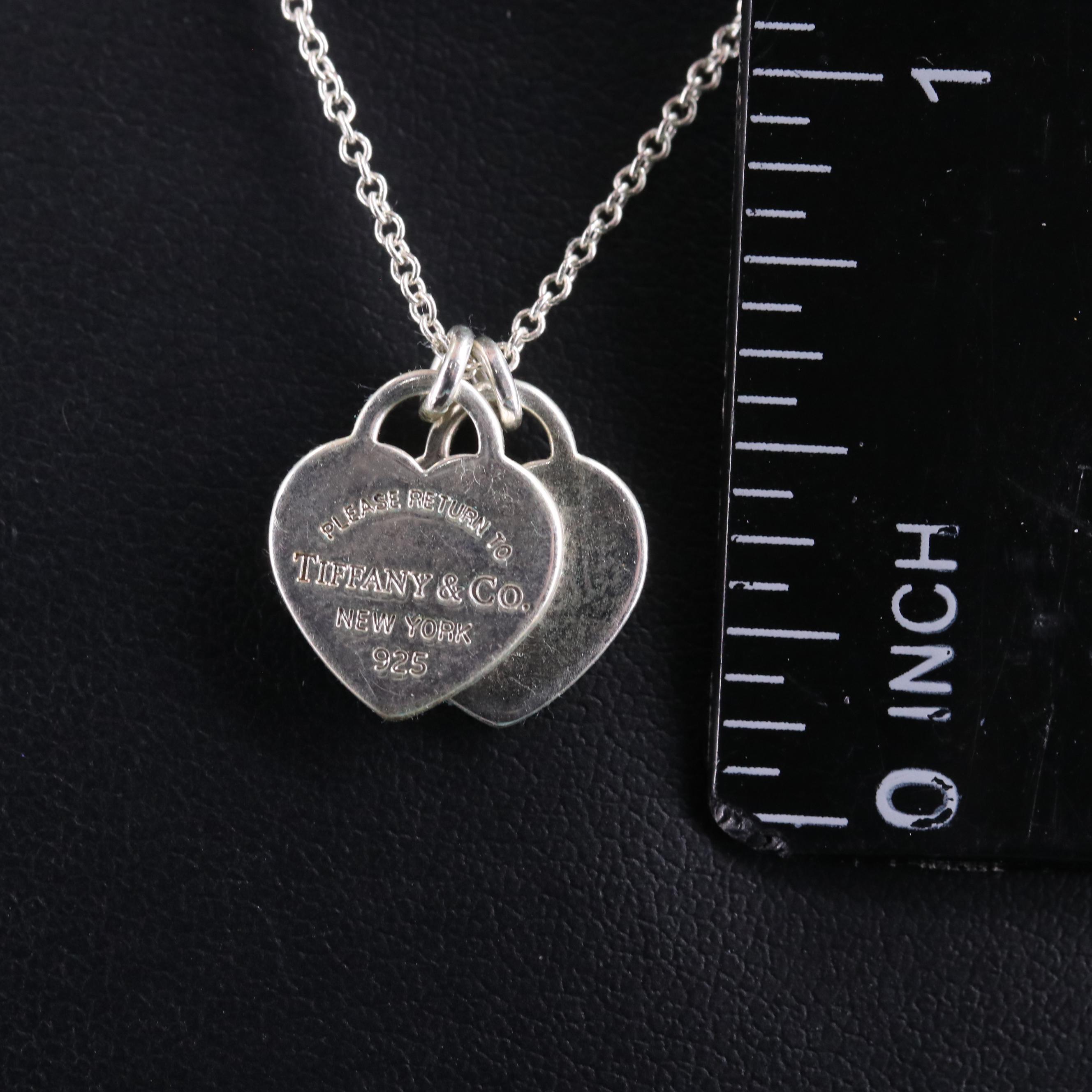 Tiffany & Co. Sterling "Return to Tiffany" Double Heart Tag Pendant Necklace