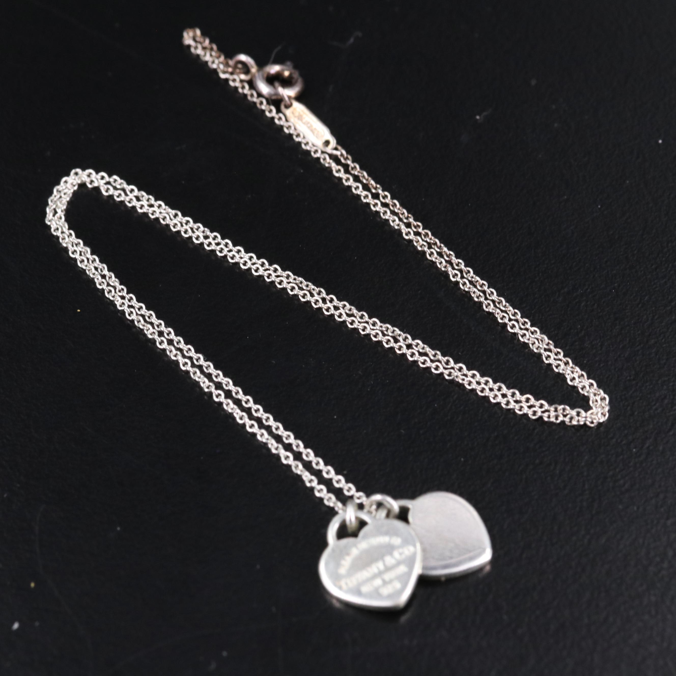 Tiffany & Co. Sterling "Return to Tiffany" Double Heart Tag Pendant Necklace