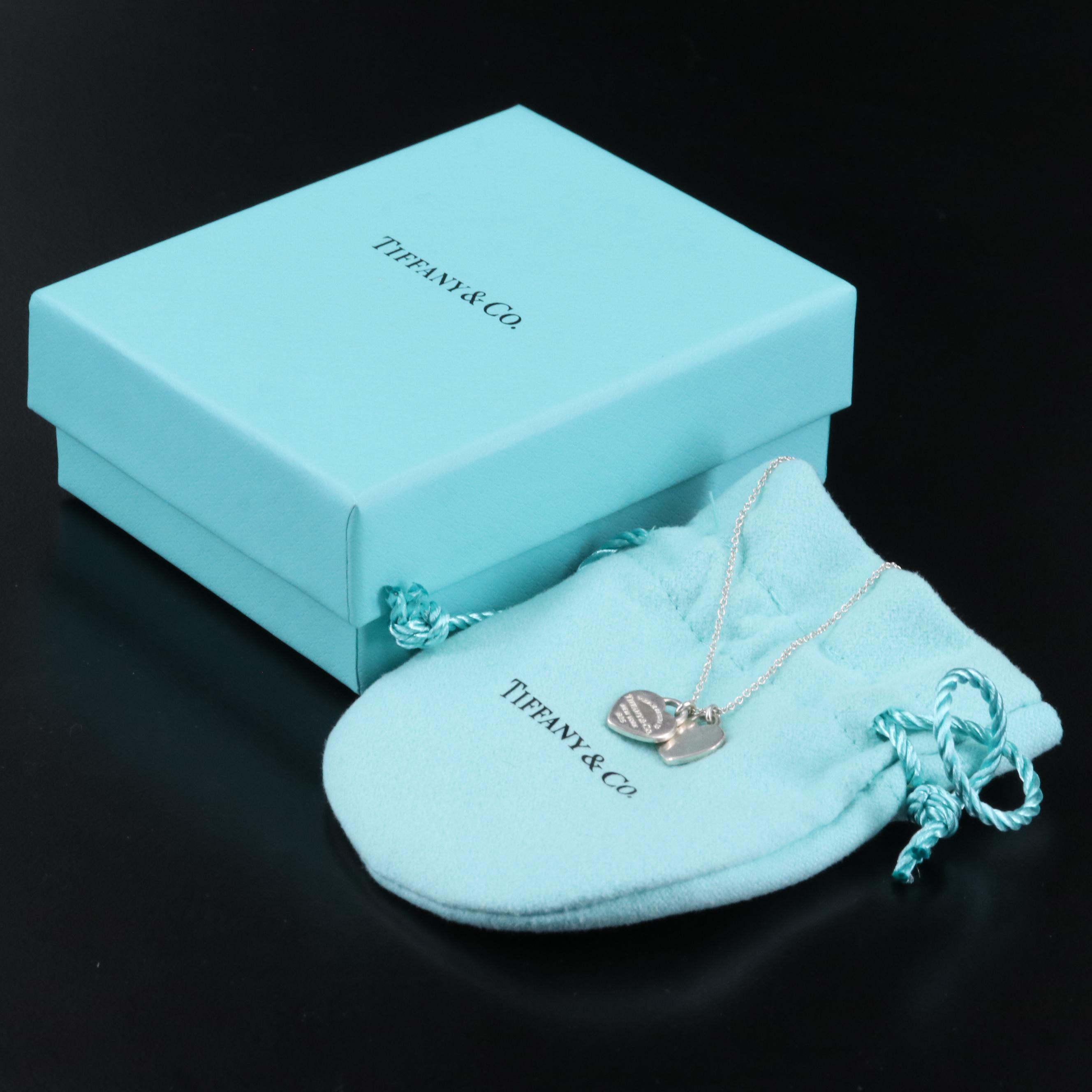 Tiffany & Co. Sterling "Return to Tiffany" Double Heart Tag Pendant Necklace