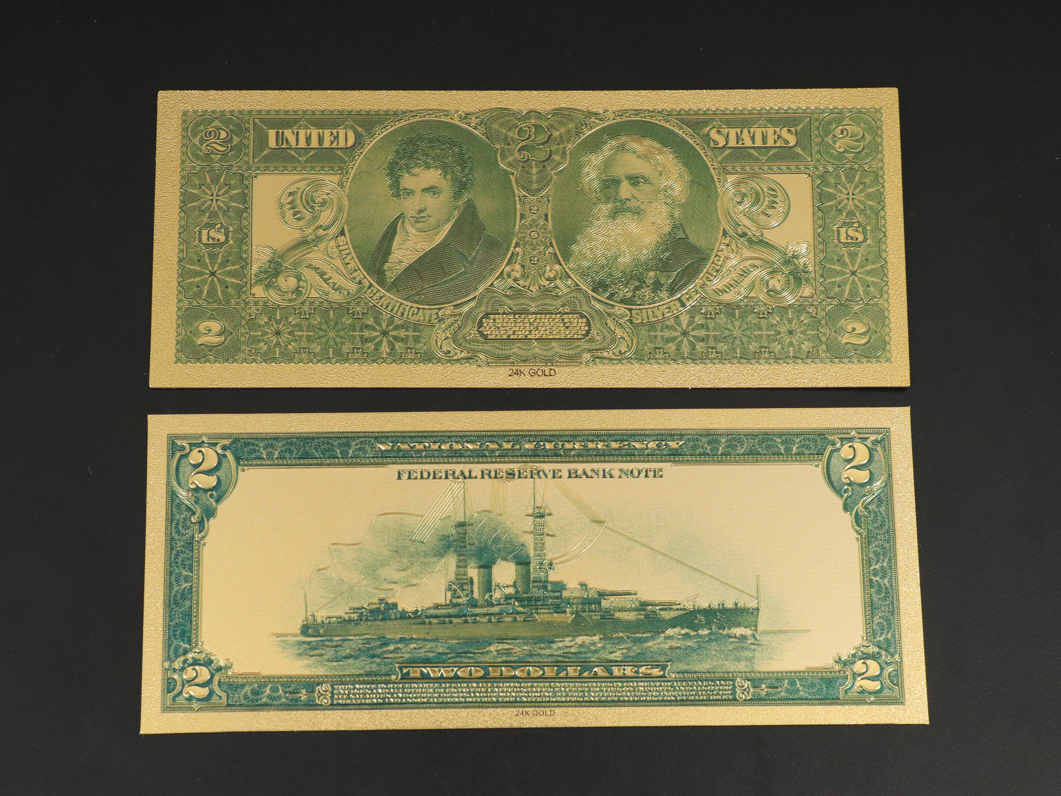 Seven-Piece 24K Gold Foil Obsolete U.S. Banknotes Replica Set