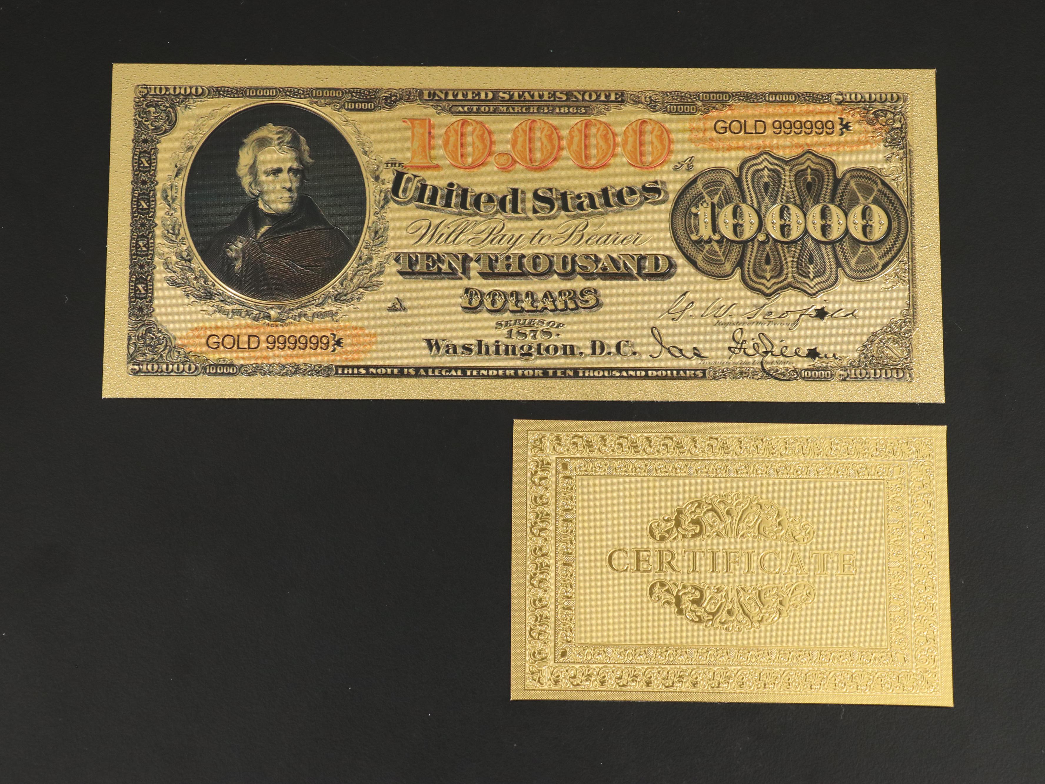 Seven-Piece 24K Gold Foil Obsolete U.S. Banknotes Replica Set