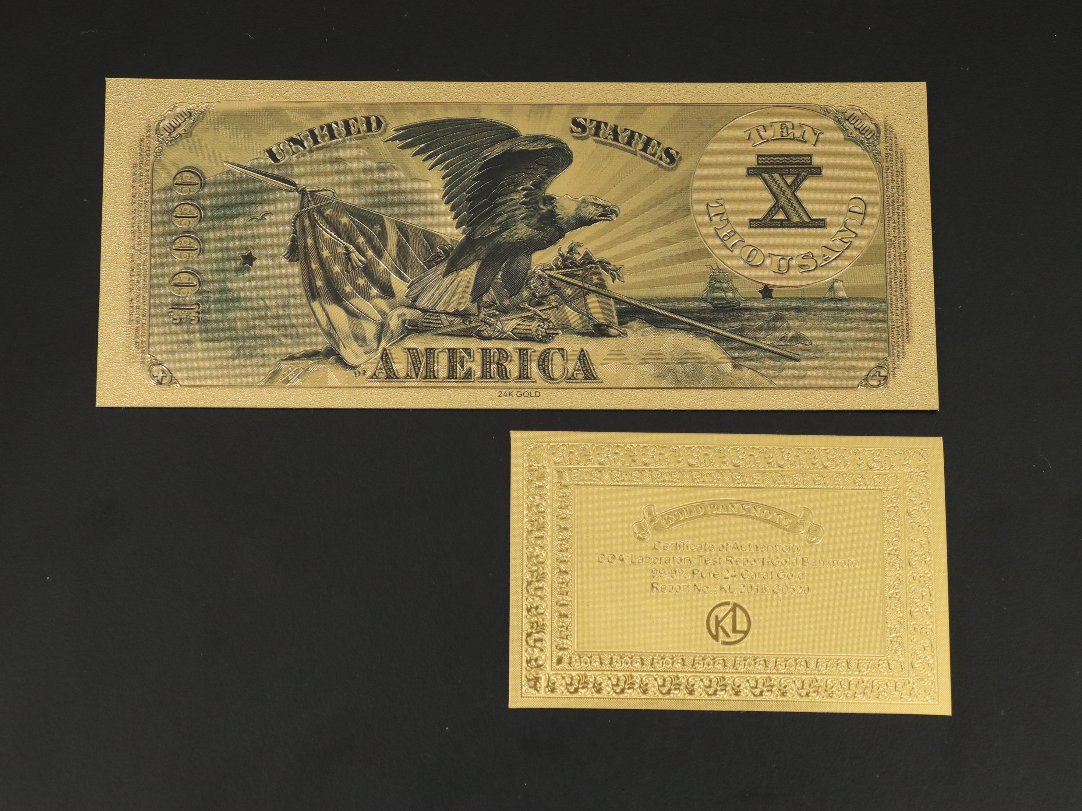Seven-Piece 24K Gold Foil Obsolete U.S. Banknotes Replica Set