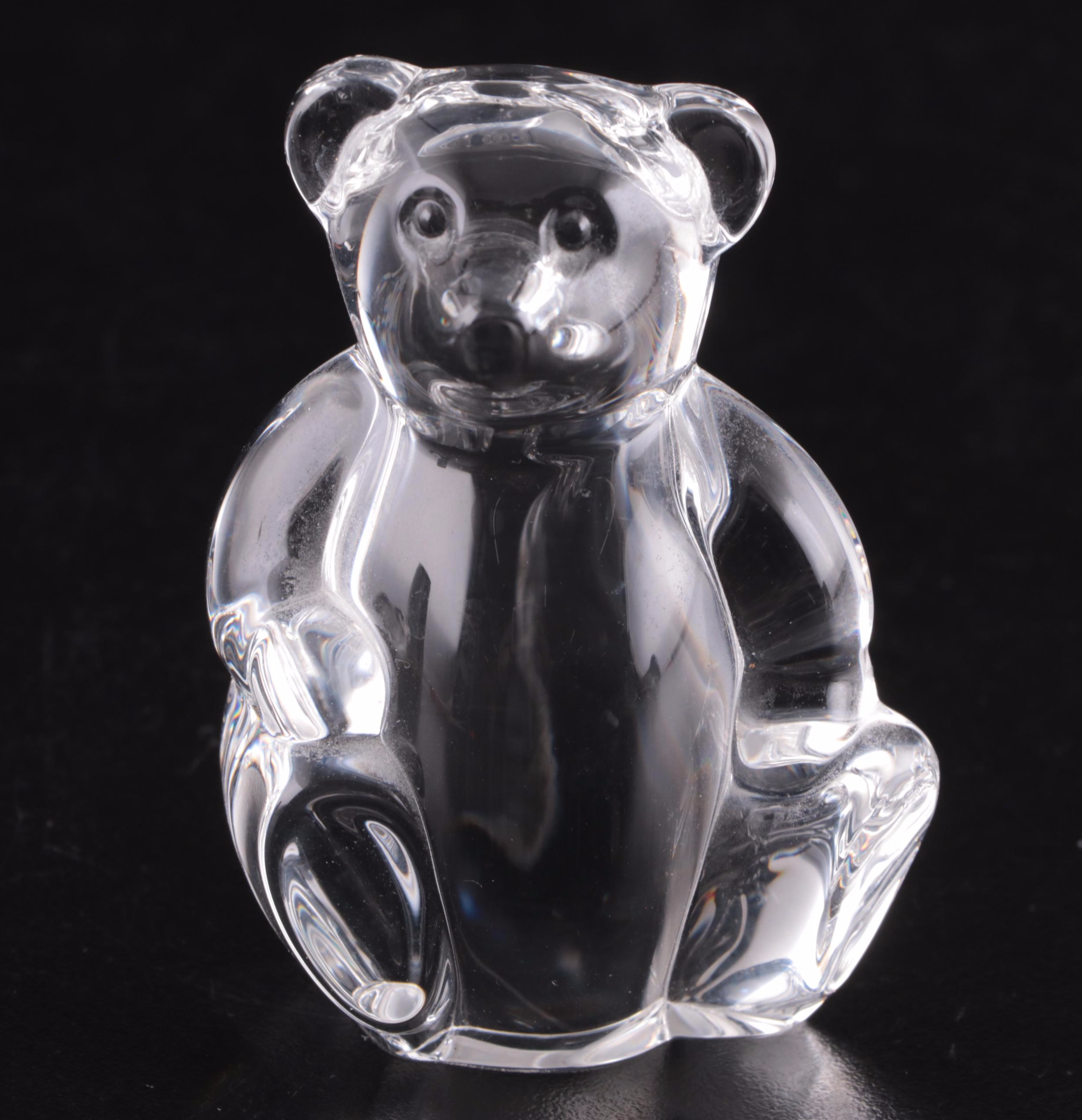 Steuben Art Glass "Teddy Bear" and "Cat" Hand Coolers, Late 20th Century