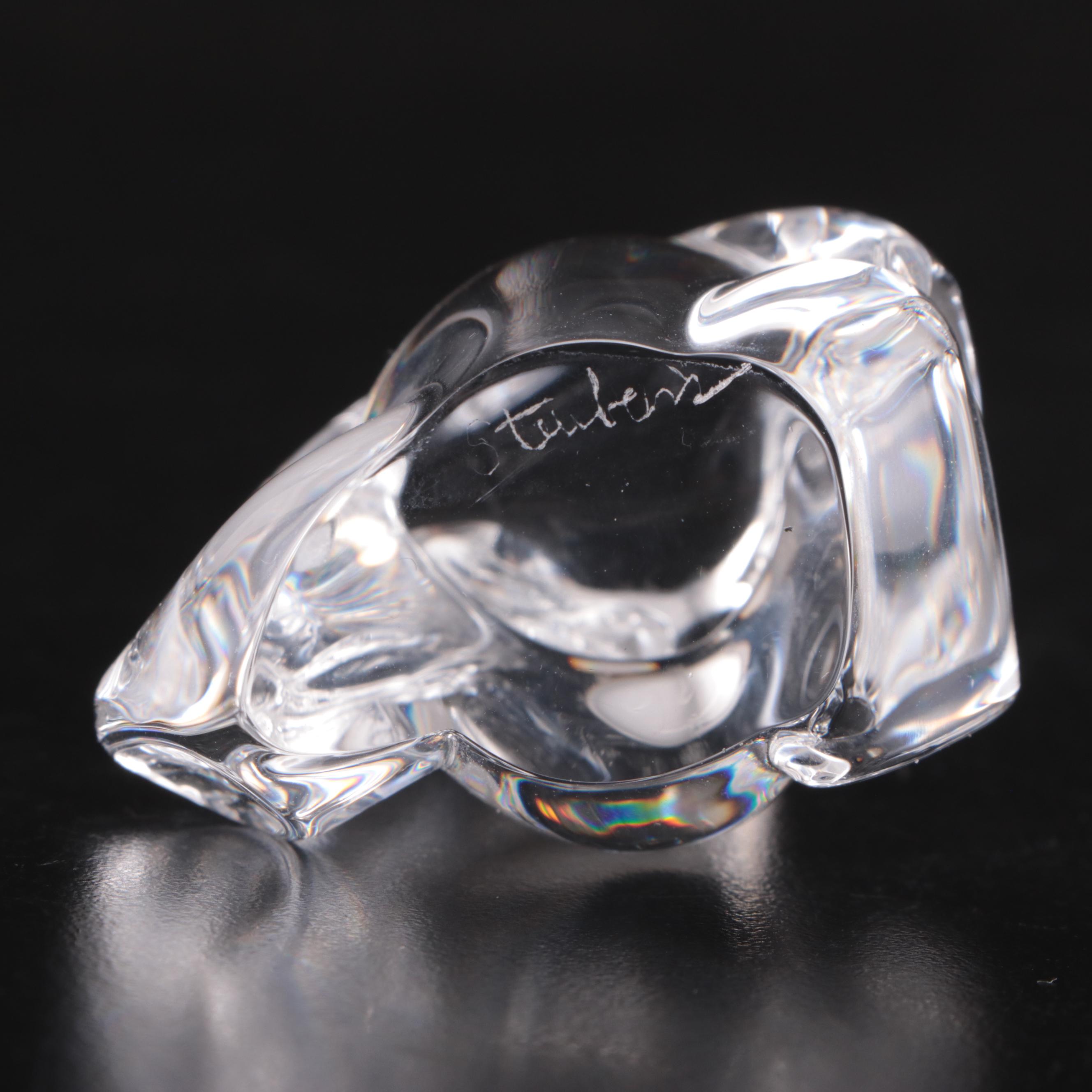 Steuben Art Glass "Teddy Bear" and "Cat" Hand Coolers, Late 20th Century