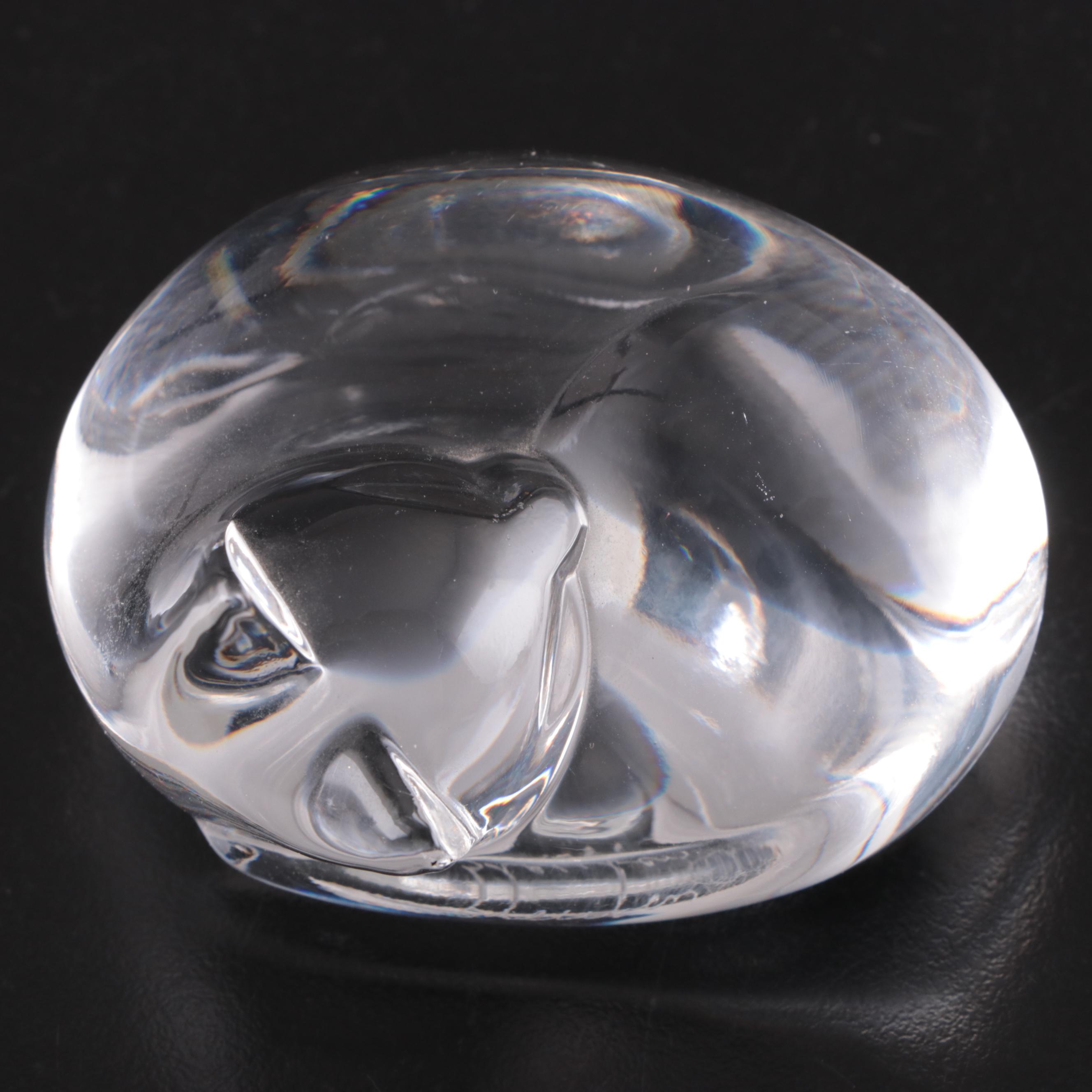 Steuben Art Glass "Teddy Bear" and "Cat" Hand Coolers, Late 20th Century