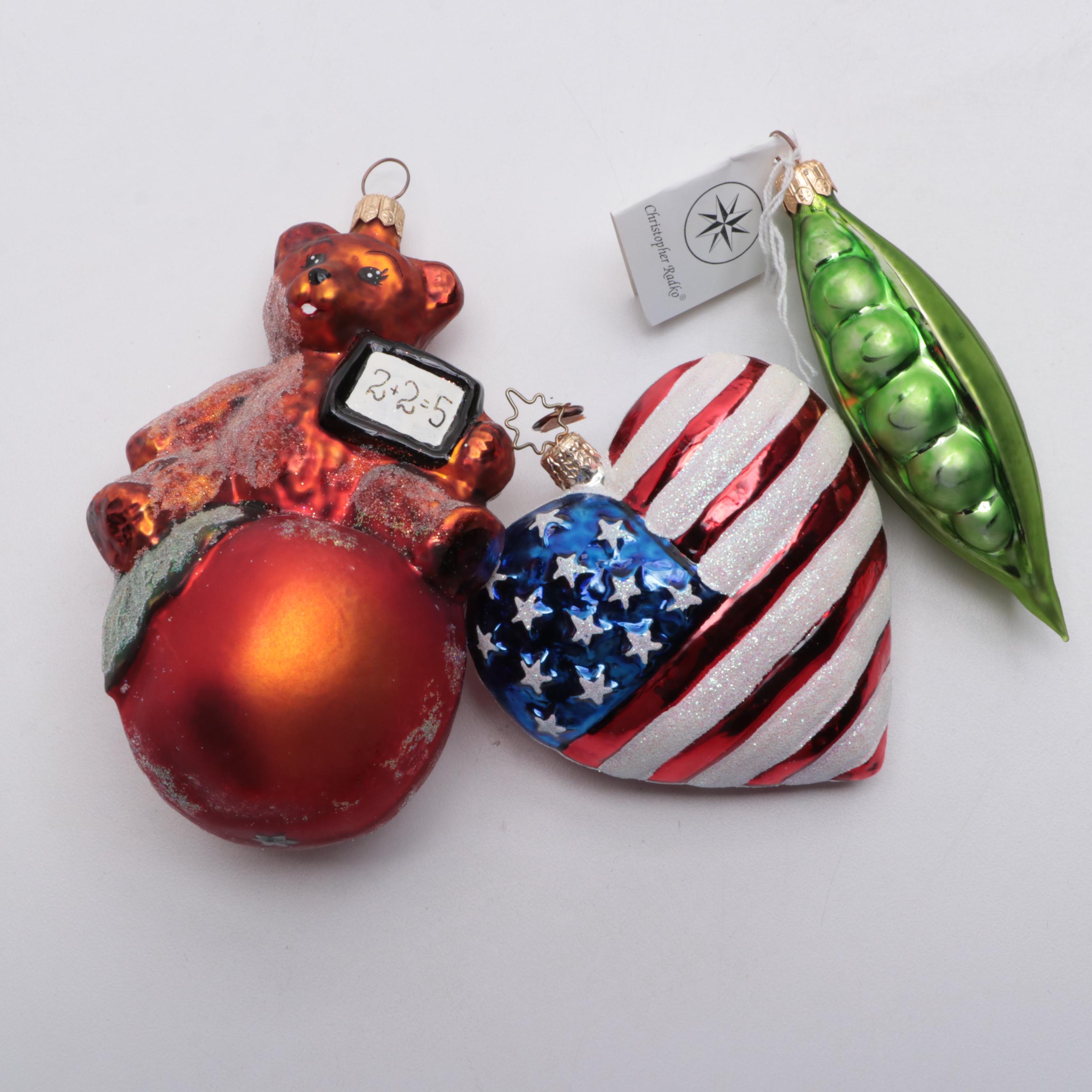 Christopher Radko Glass Ornaments Including "Millennium Blastoff," Late 20th C