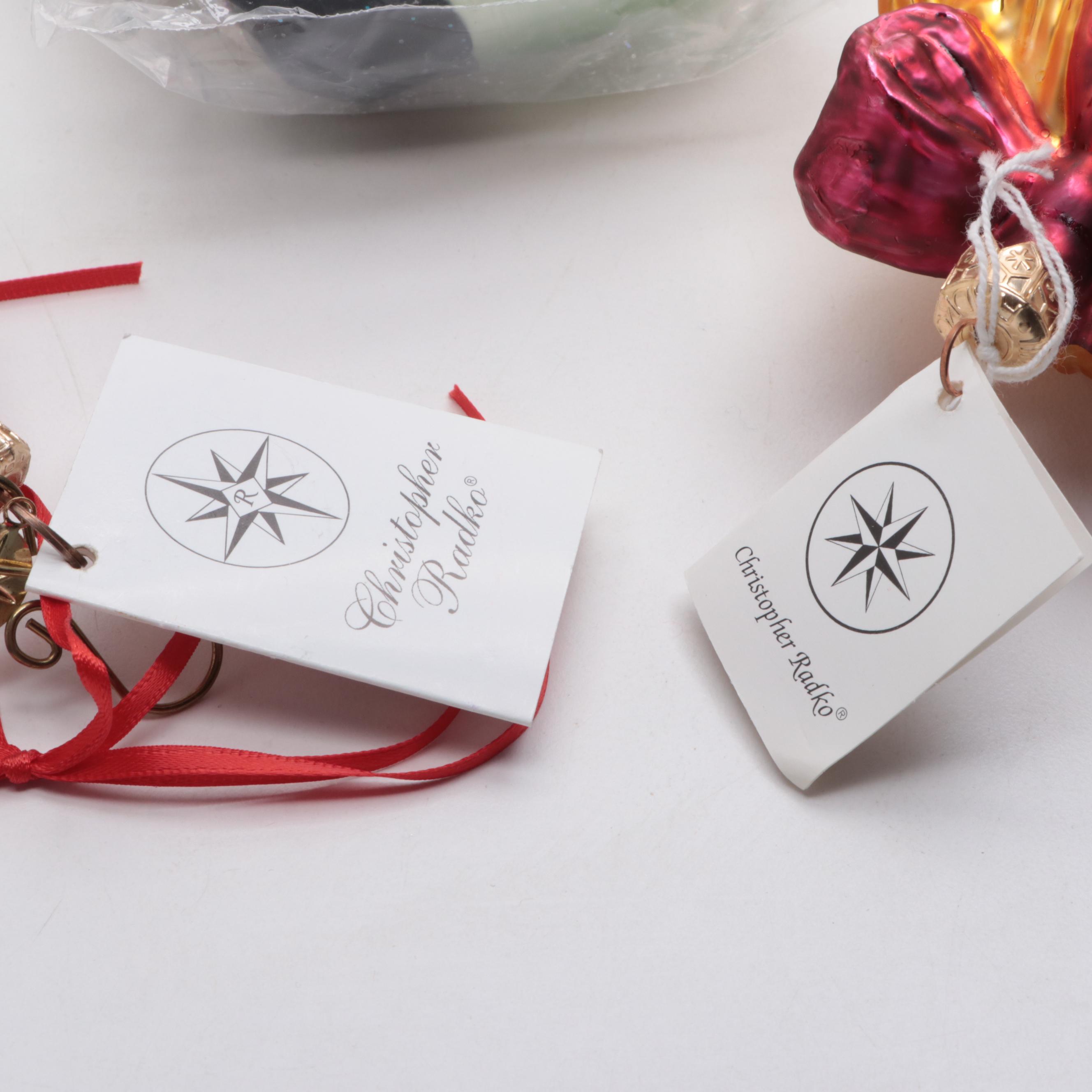 Christopher Radko Glass Ornaments Including "Millennium Blastoff," Late 20th C