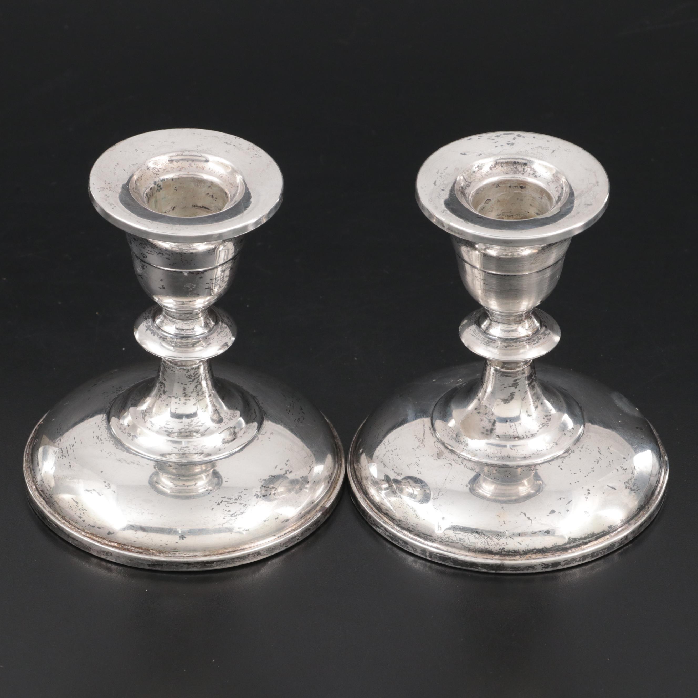 Fisher Silversmiths Sterling Silver Candlesticks, Mid-20th Century