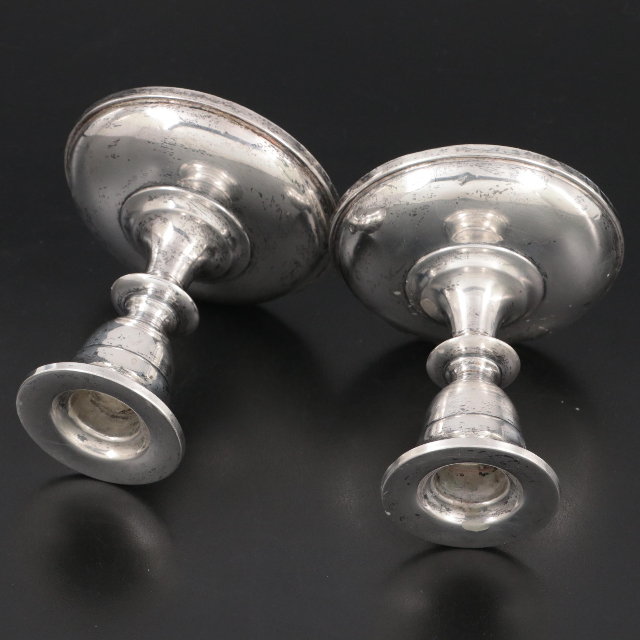 Fisher Silversmiths Sterling Silver Candlesticks, Mid-20th Century
