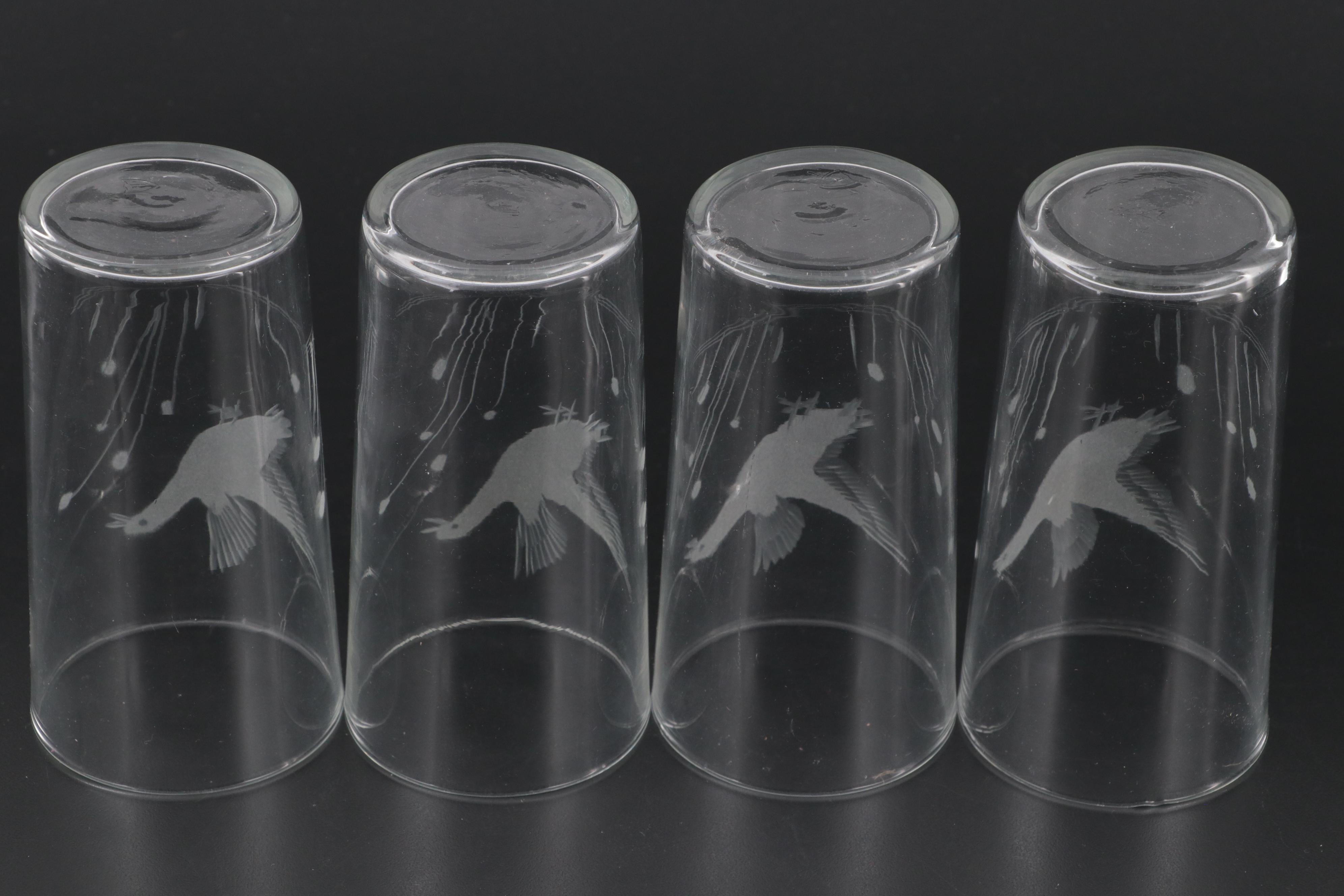 Federal Etched Glass Tumblers, Mid-20th Century