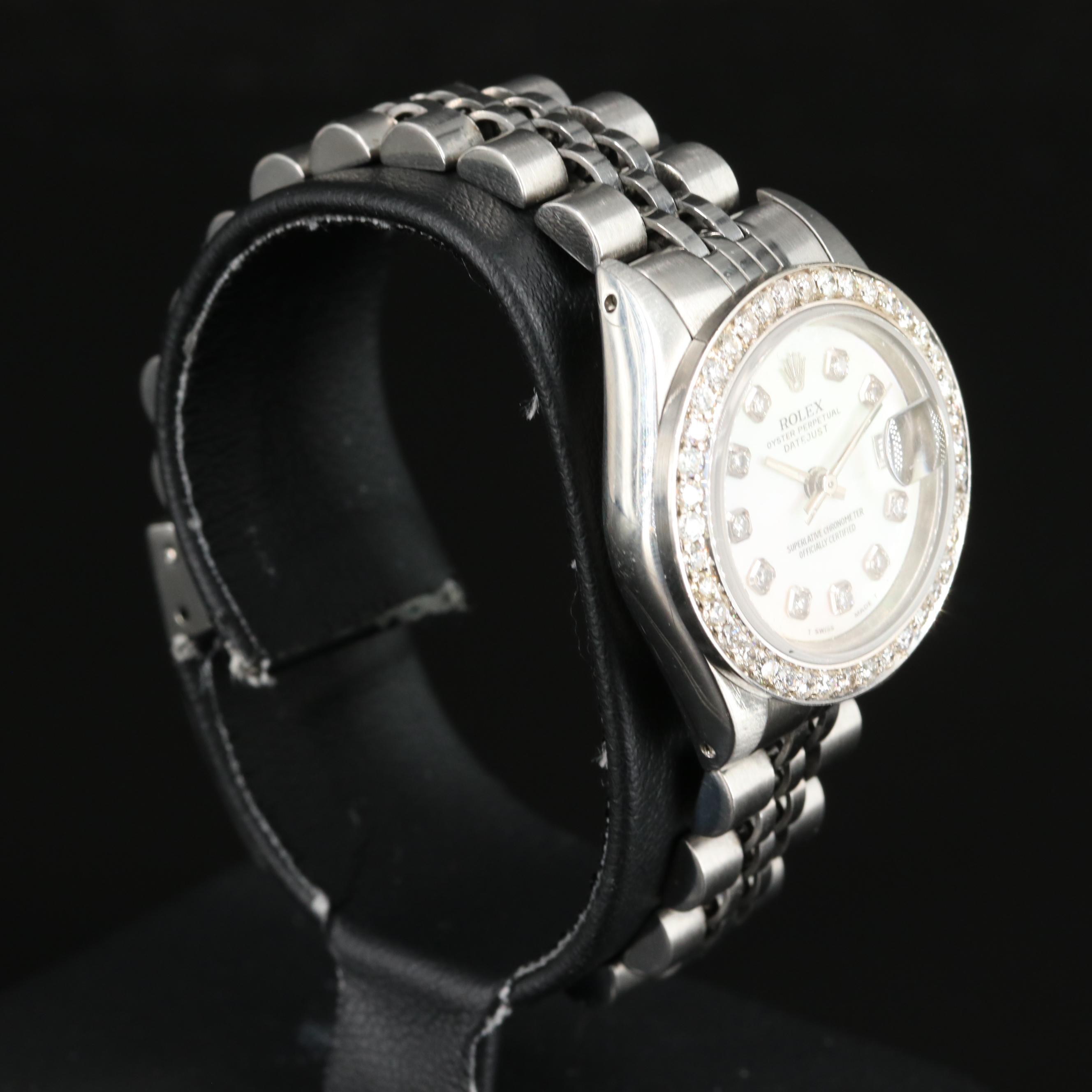 1989 Rolex Custom Mother-of-Pearl, Diamond Dial and Bezel Datejust Watch
