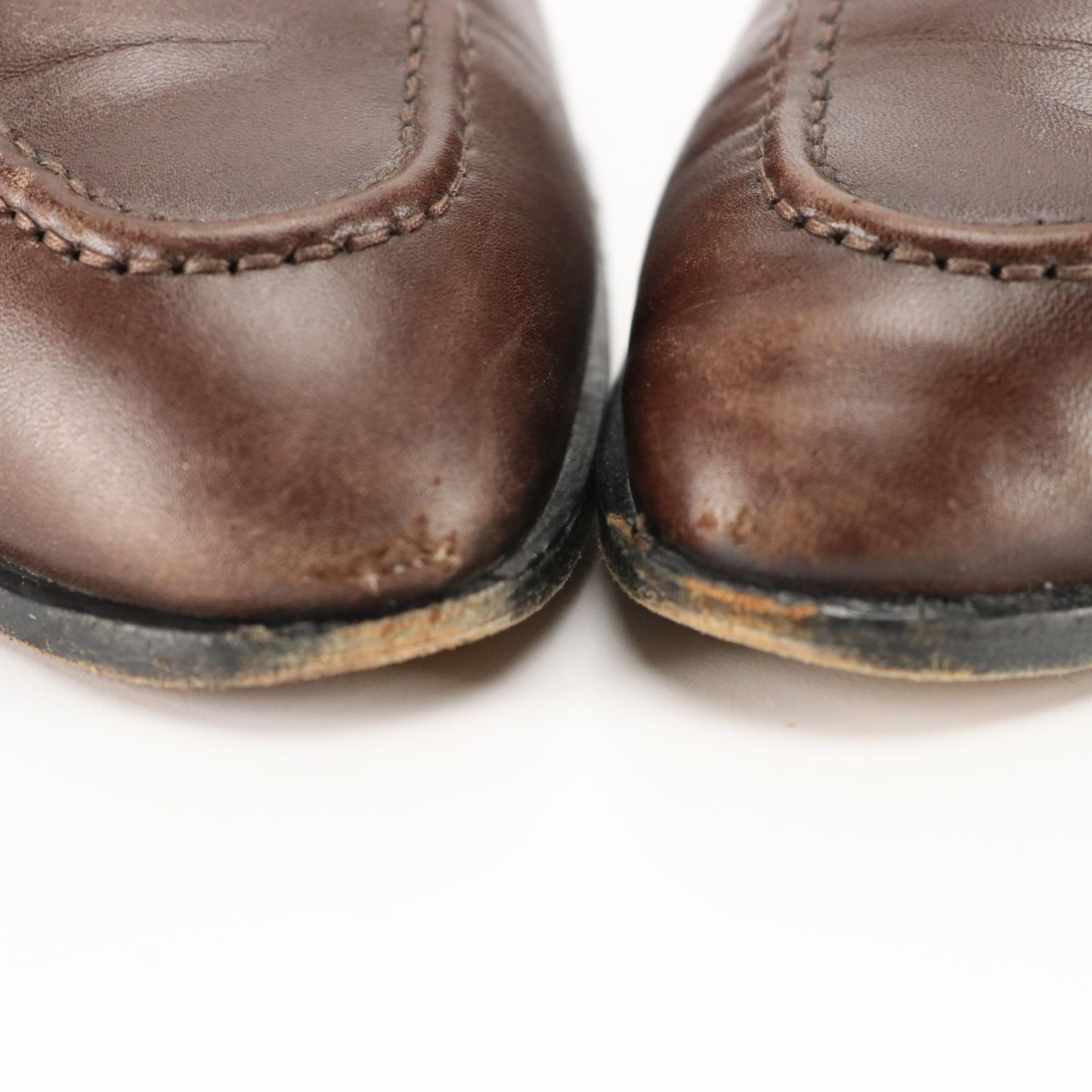 Gucci Heeled Horsebit Loafers in Dark Brown Leather