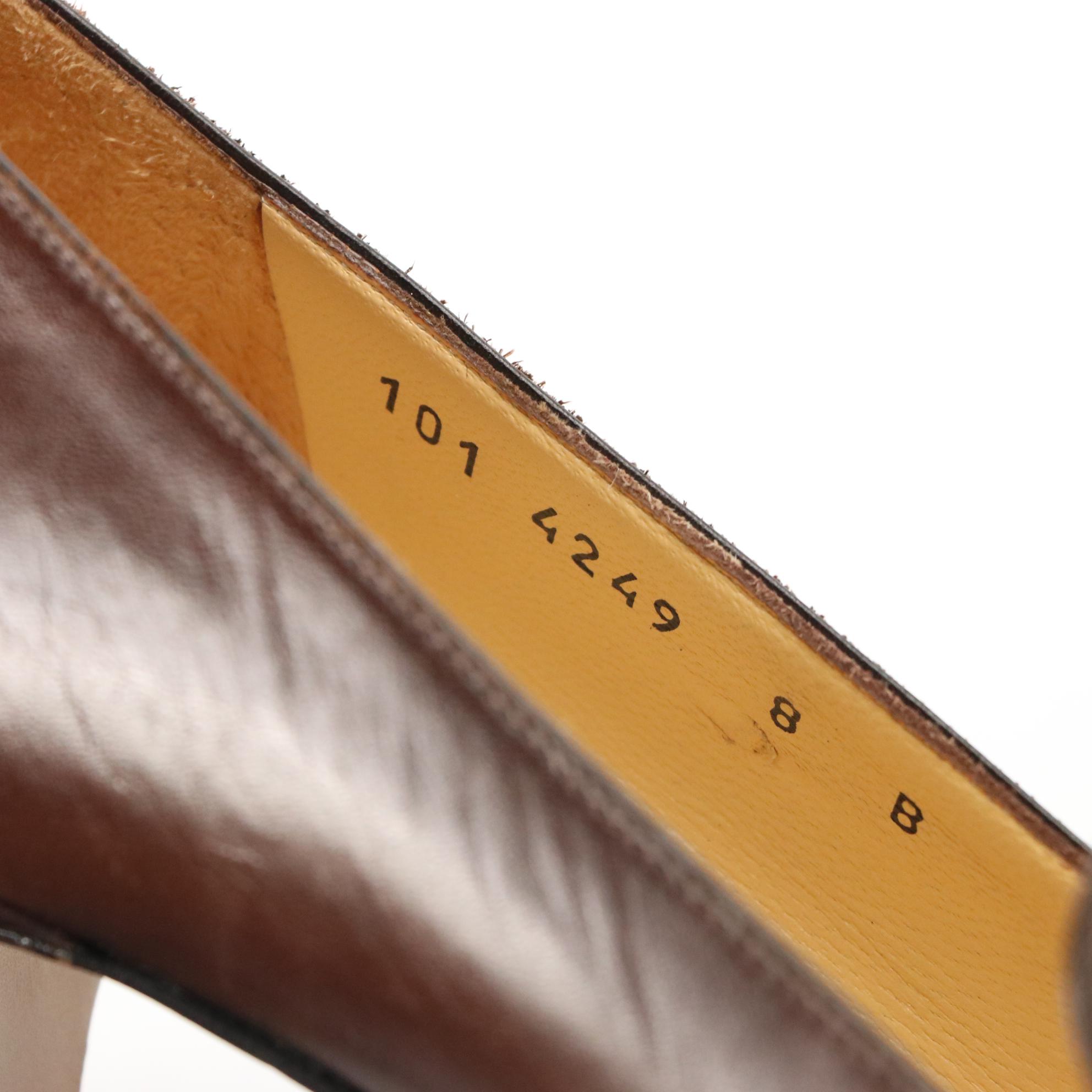 Gucci Heeled Horsebit Loafers in Dark Brown Leather