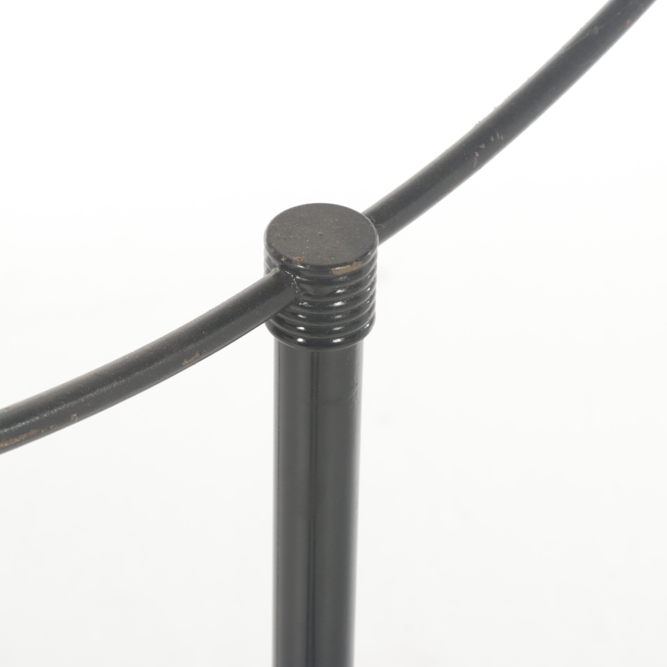 Two BlackPainted and BrassPatinated Metal Bird Cage Stands, Incl