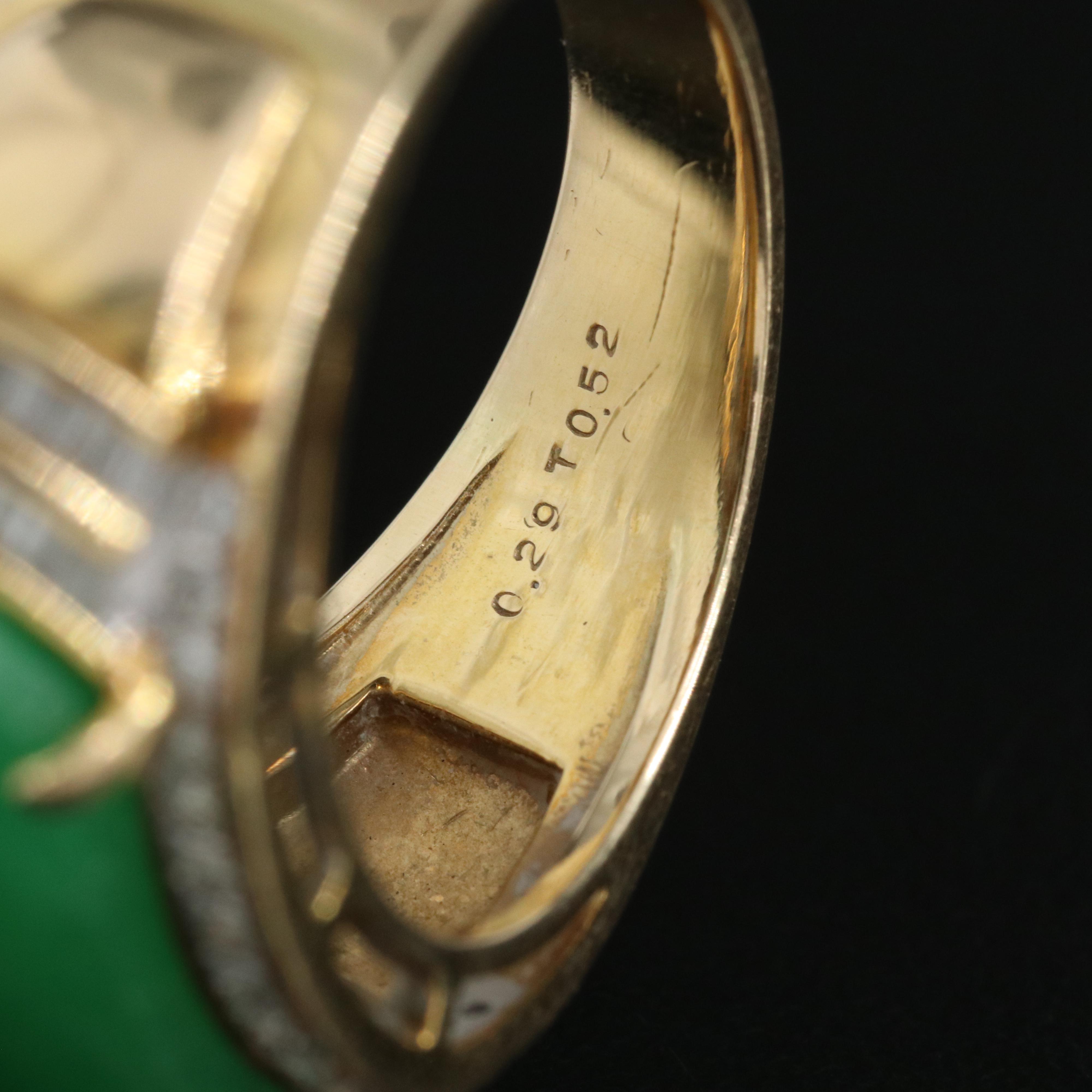 14K Jadeite and Diamond Saddle Ring