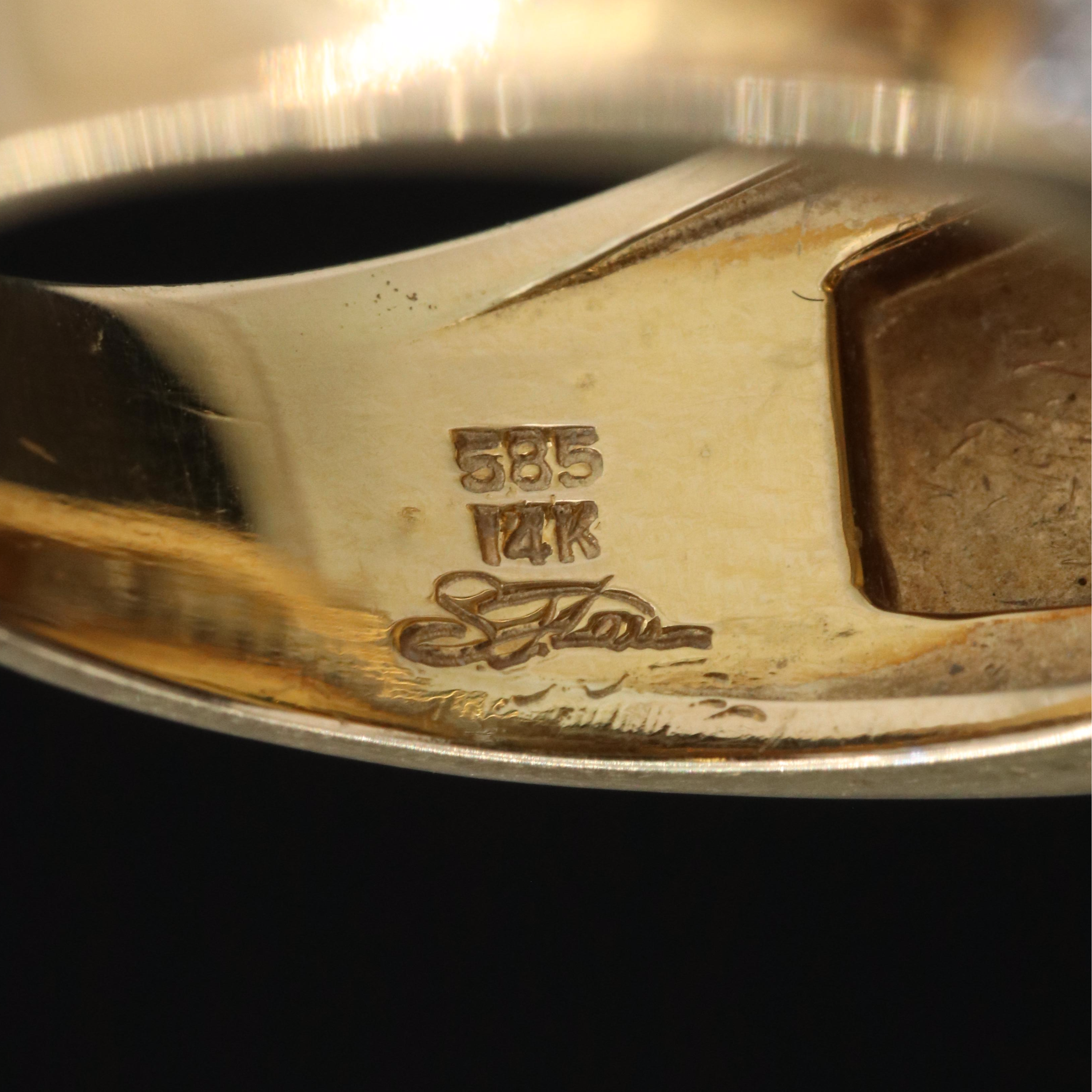 14K Jadeite and Diamond Saddle Ring