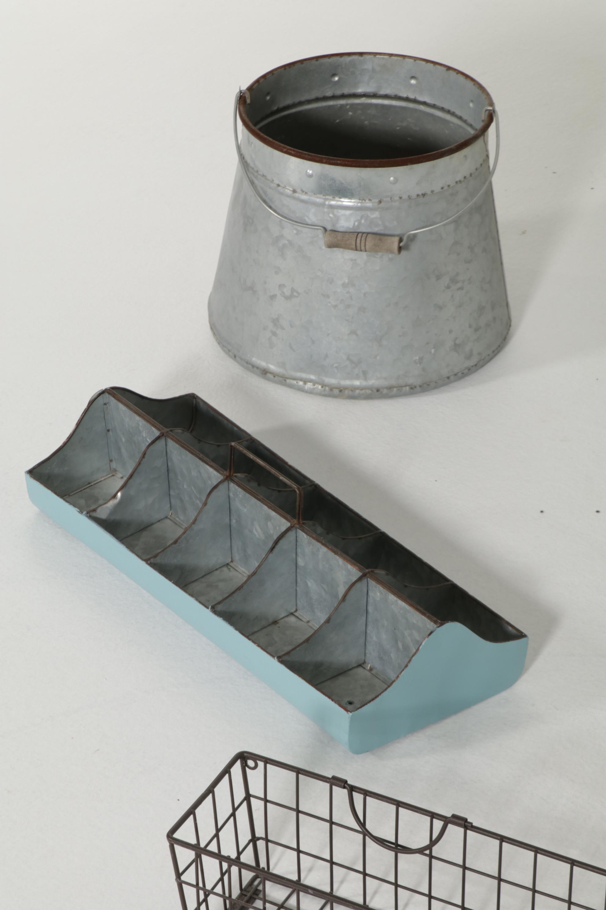 Galvanized Metal Planters and Containers, Wire Butterflies, More Outdoor Décor