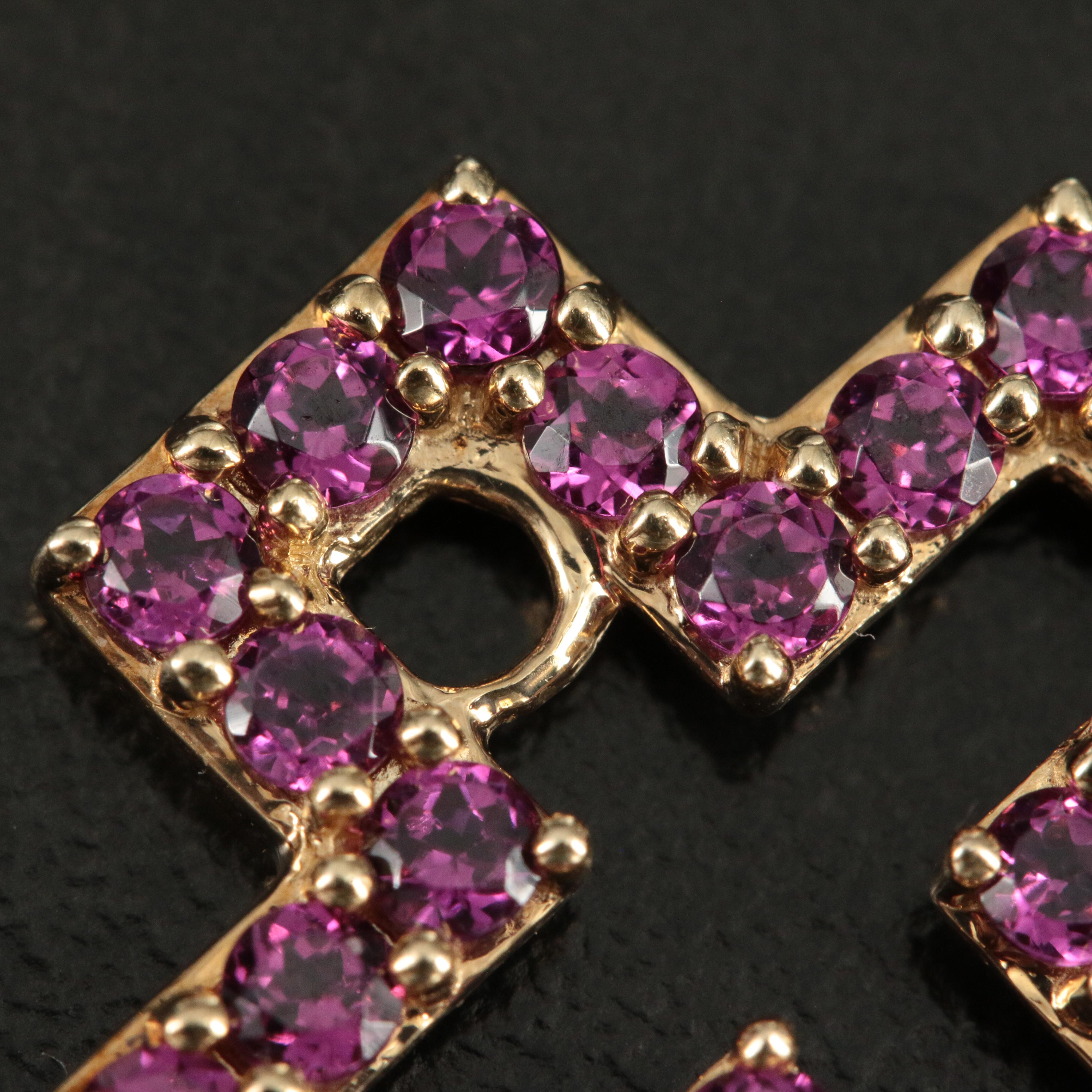 10K Amethyst and Garnet Layered Maltese Cross Enhancer Pendant