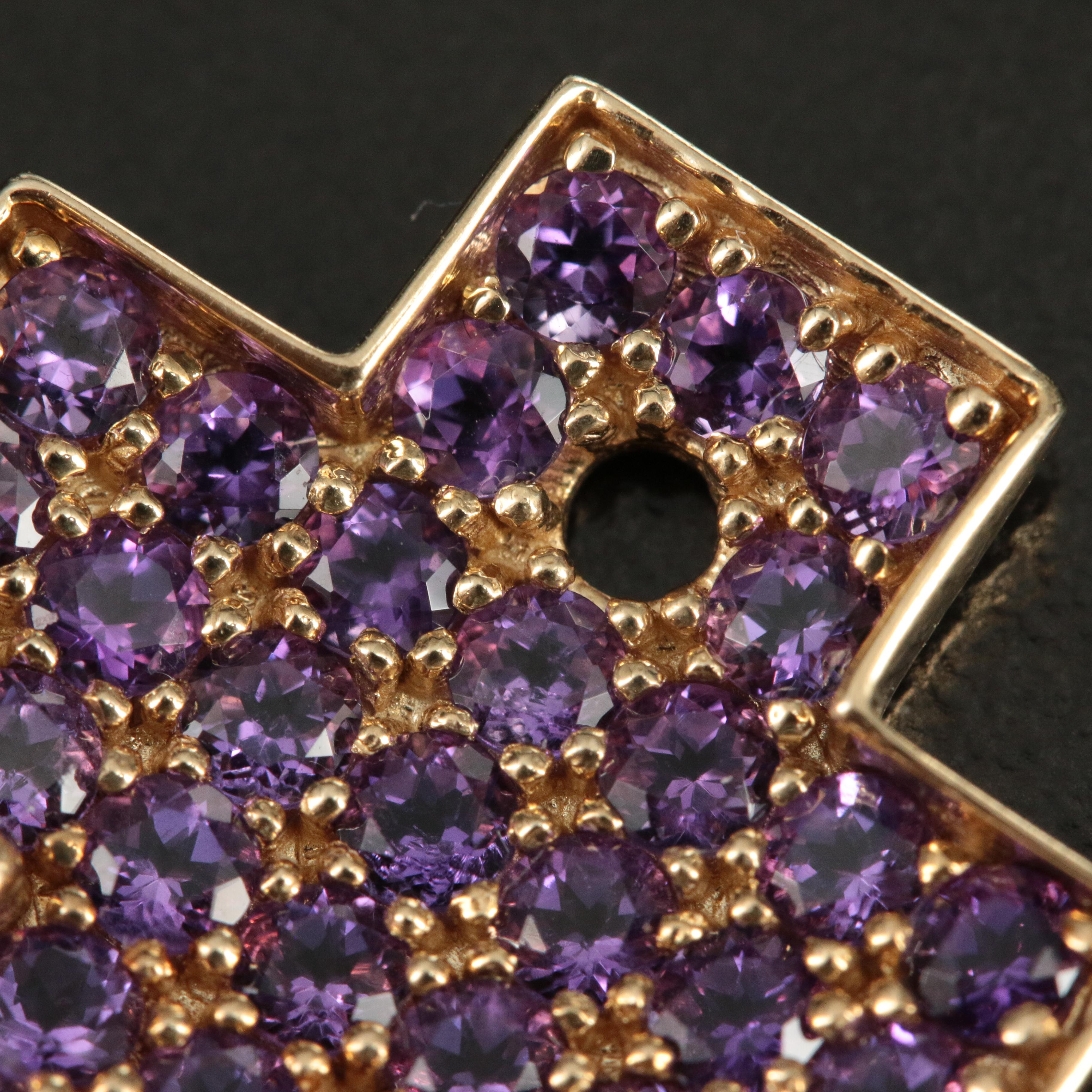 10K Amethyst and Garnet Layered Maltese Cross Enhancer Pendant