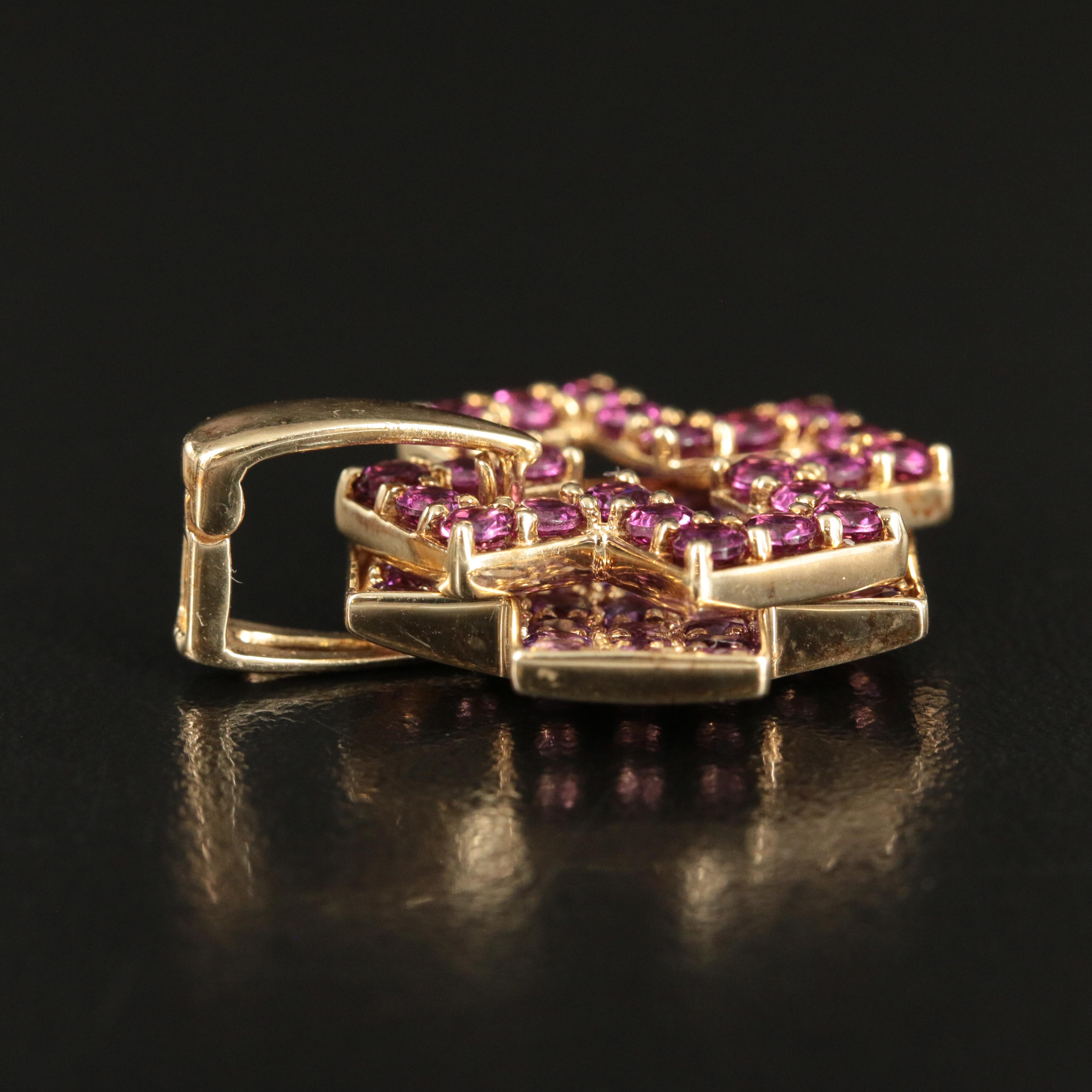 10K Amethyst and Garnet Layered Maltese Cross Enhancer Pendant