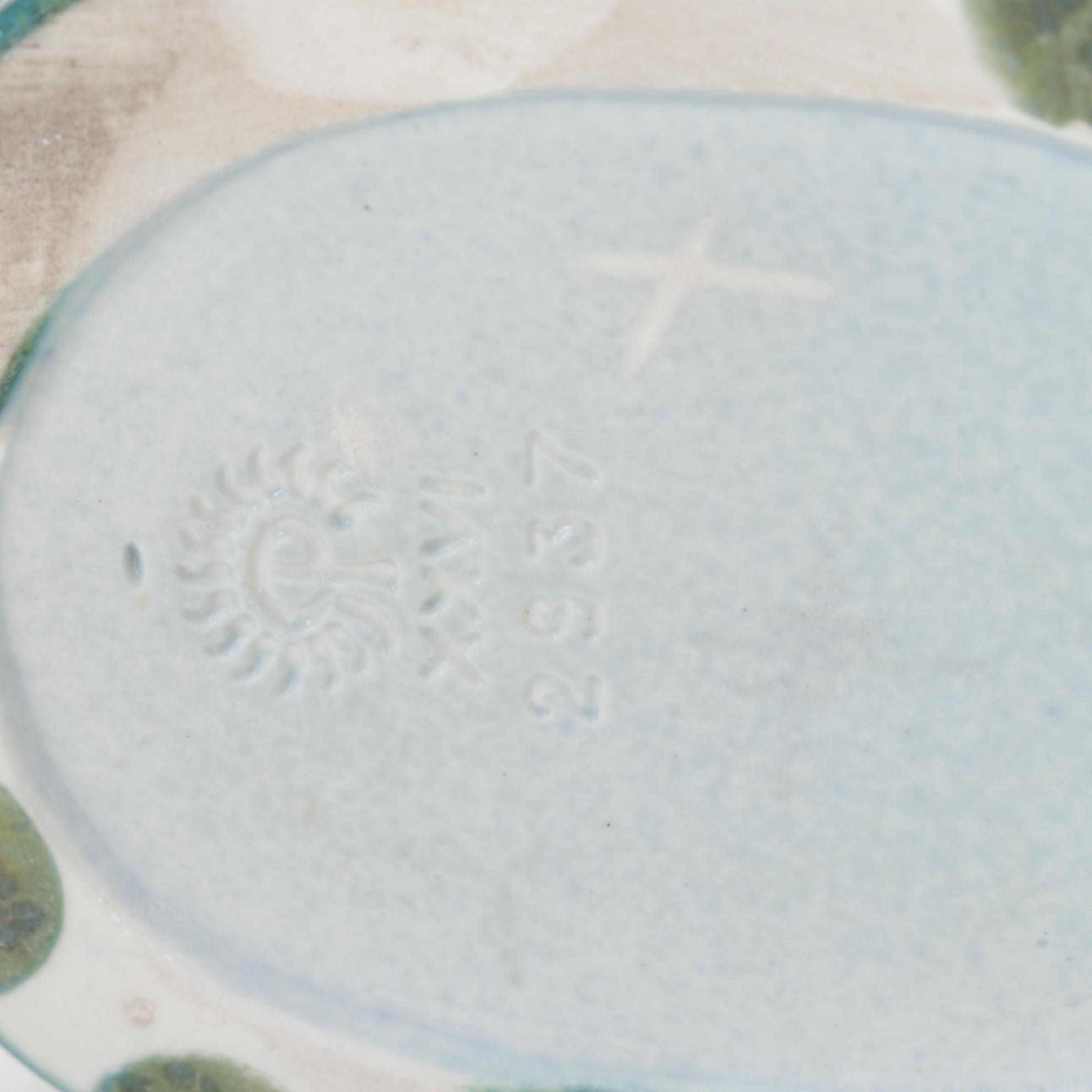 Rookwood Pottery Mottled Blue Glaze "Greek Key" Ceramic Fan Vase, 1926