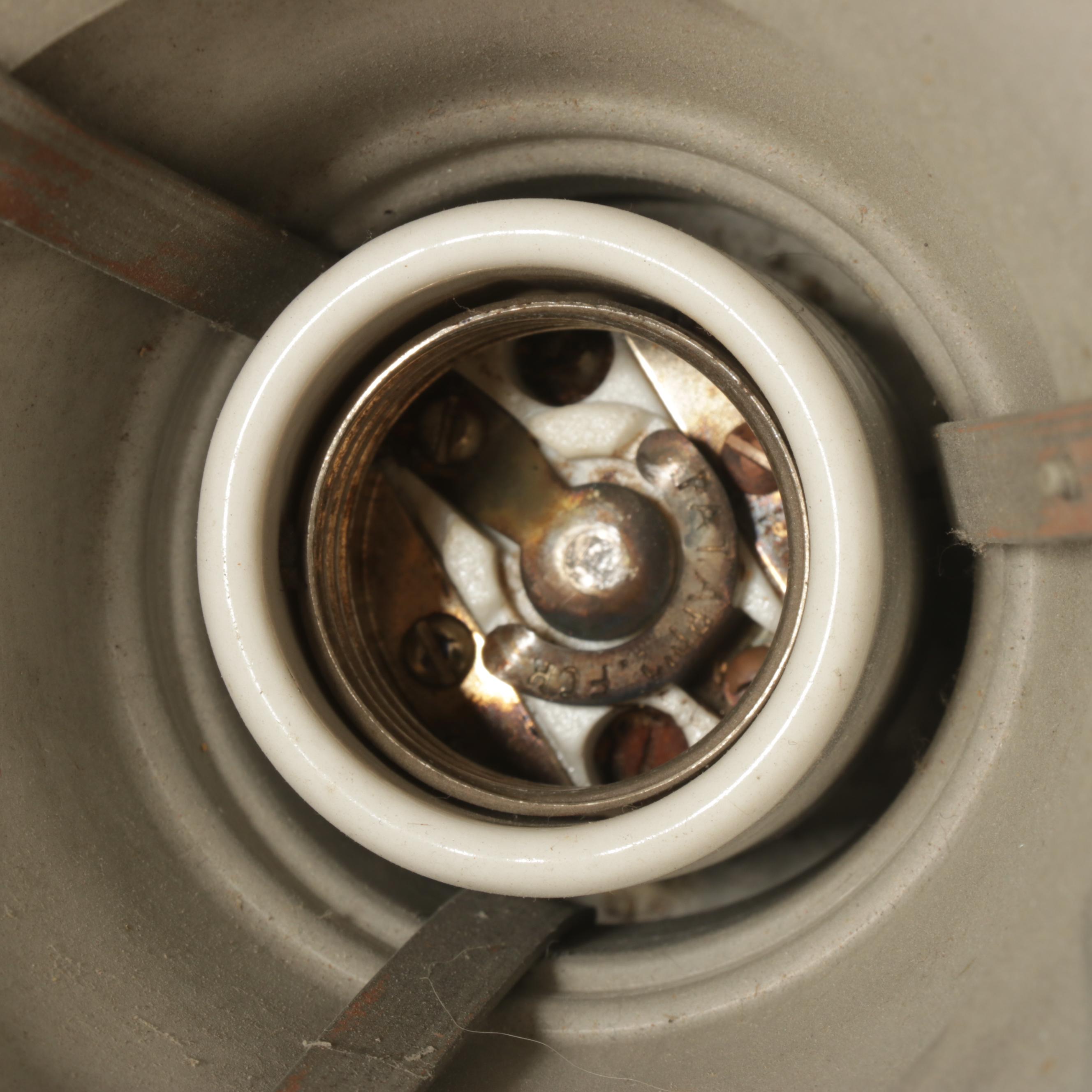 Pair of Art Deco Brushed and Painted Aluminum Torchieres, circa 1930