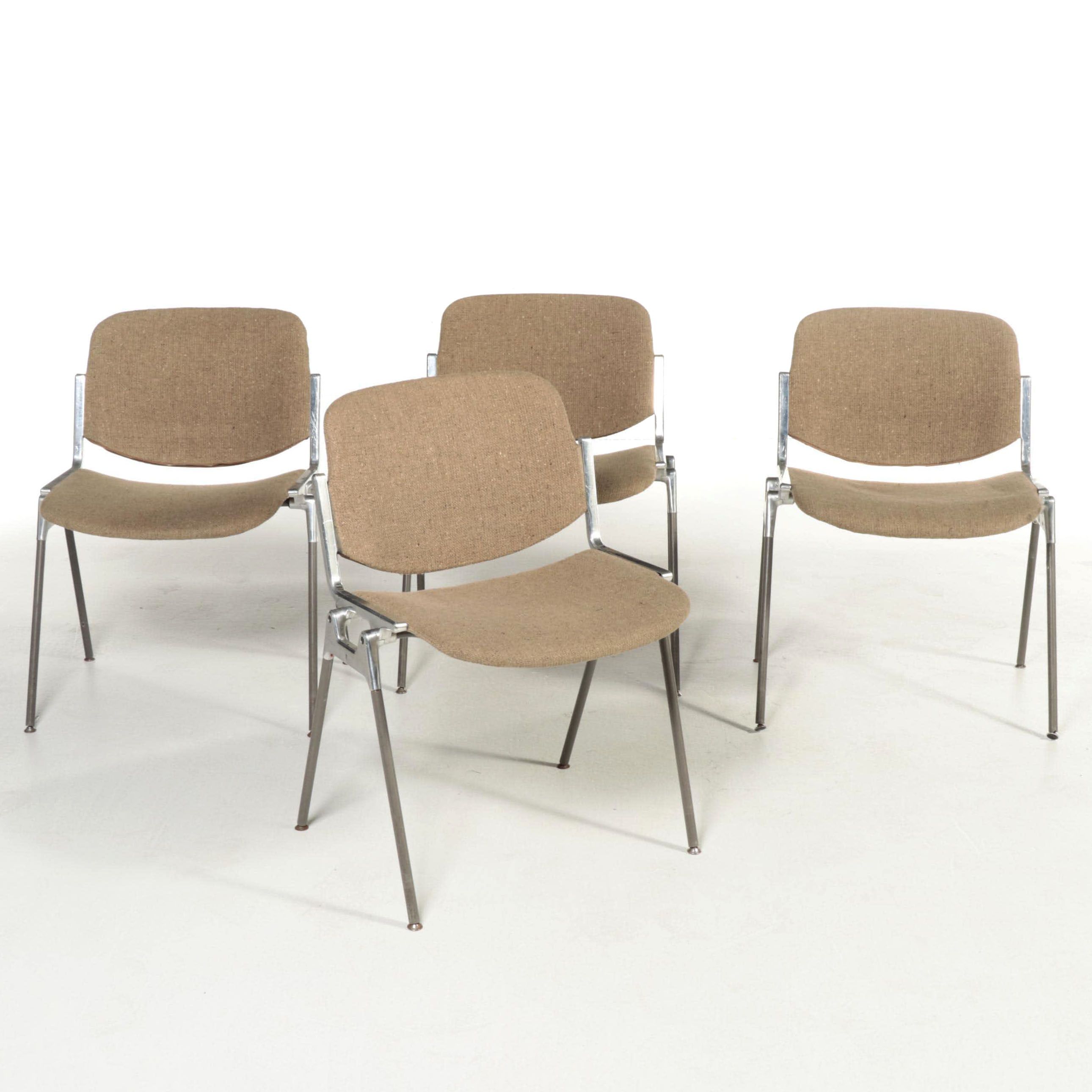Four Giancarlo Piretti for Castelli DSC 106 Stacking Dining Side Chairs, 1960s